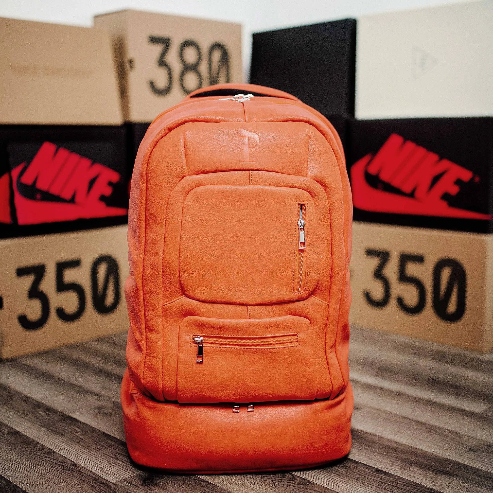 Orange Leather Luxury Carry-On Backpack (Patented Signature Design) - Image 5