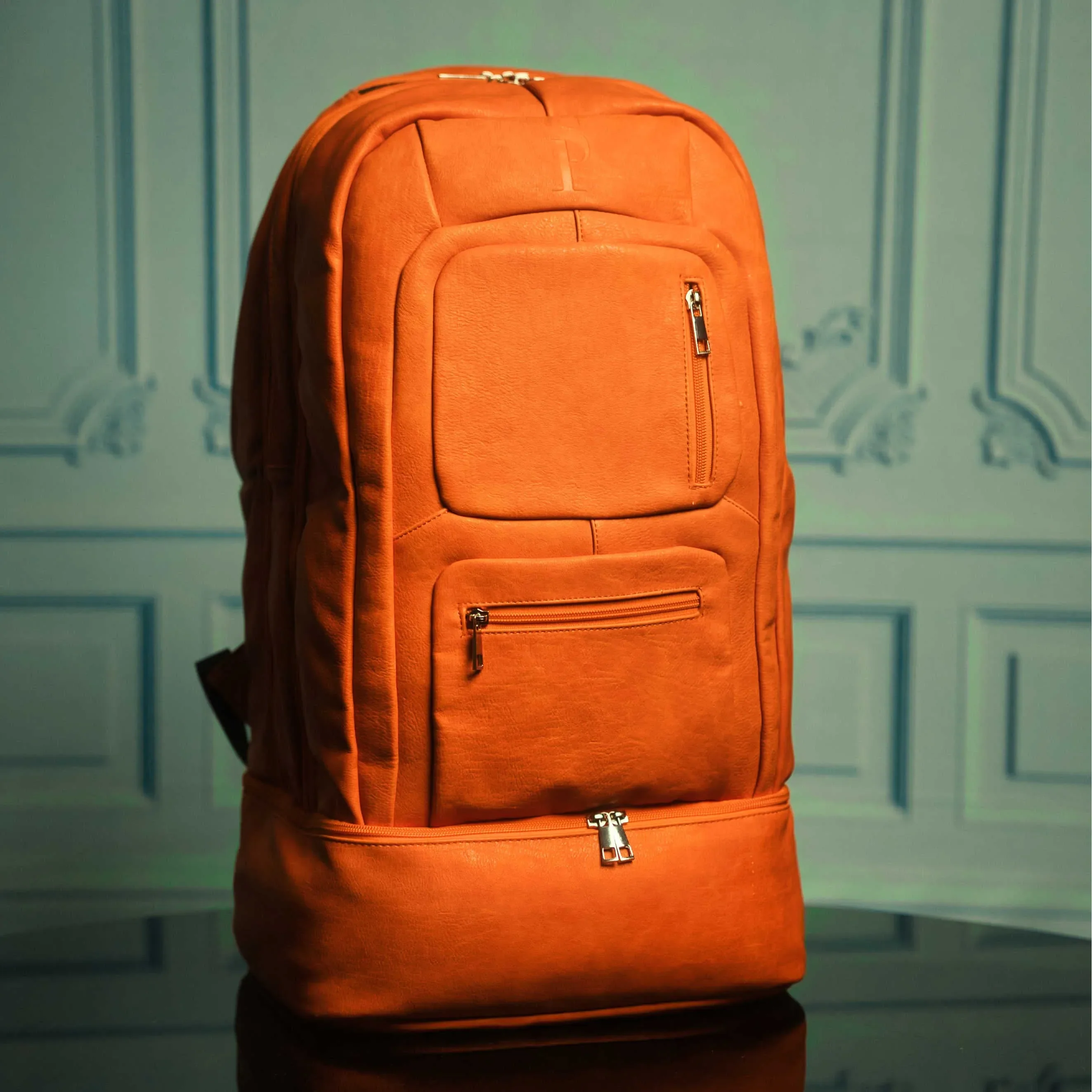 Orange Leather Luxury Carry-On Backpack (Patented Signature Design) - Image 8