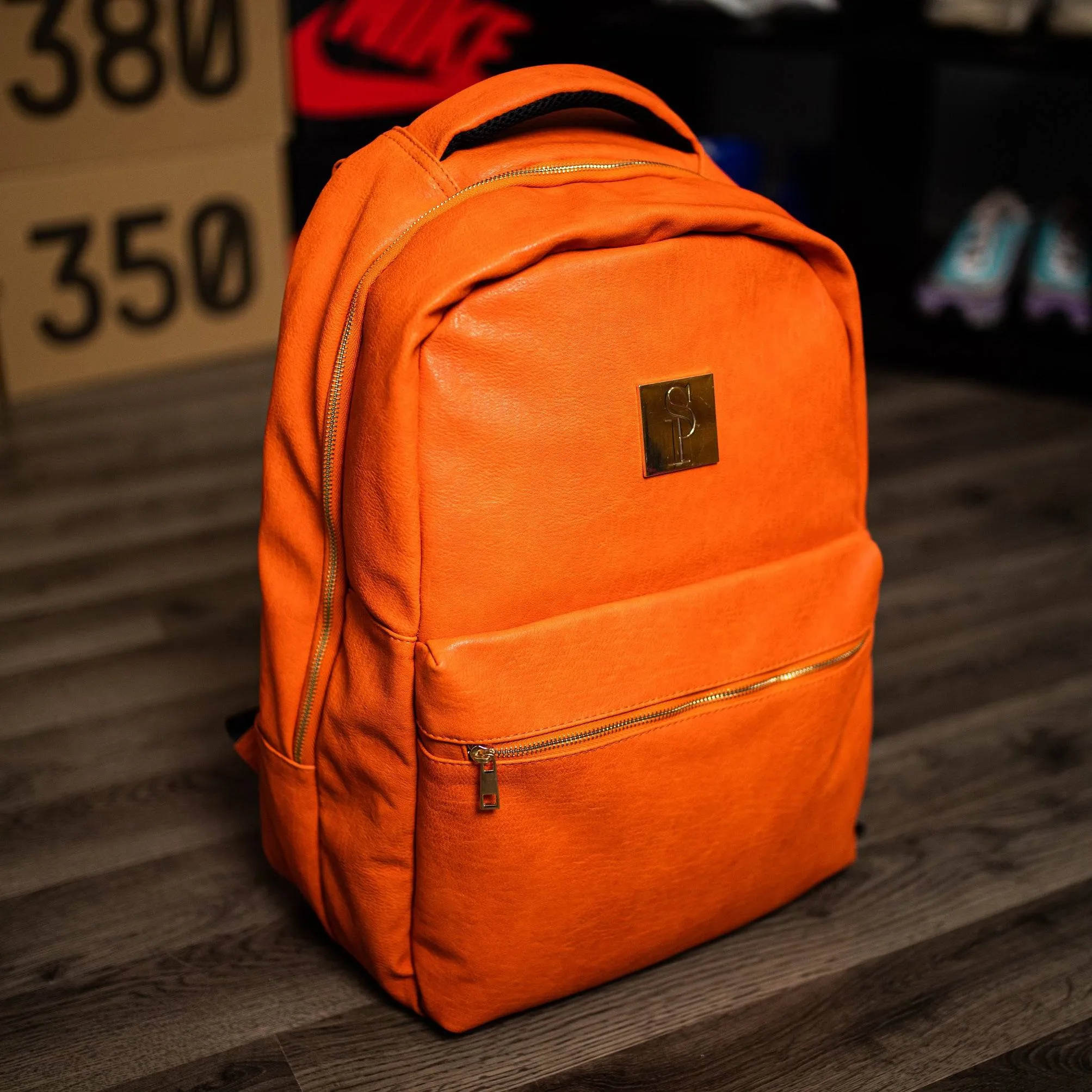 Orange Tumbled Leather Daily Commuter Bag - Image 2