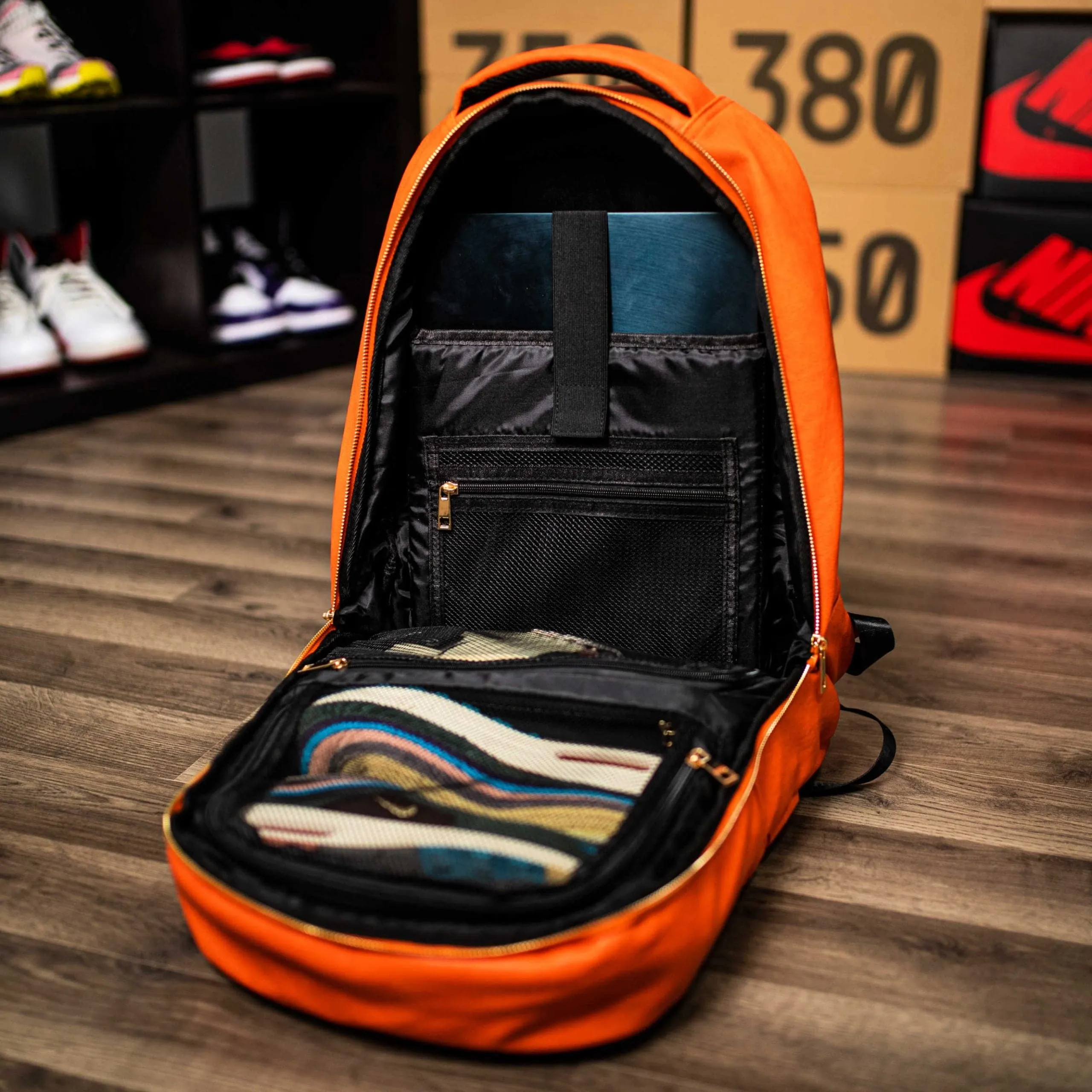 Orange Tumbled Leather Daily Commuter Bag - Image 3