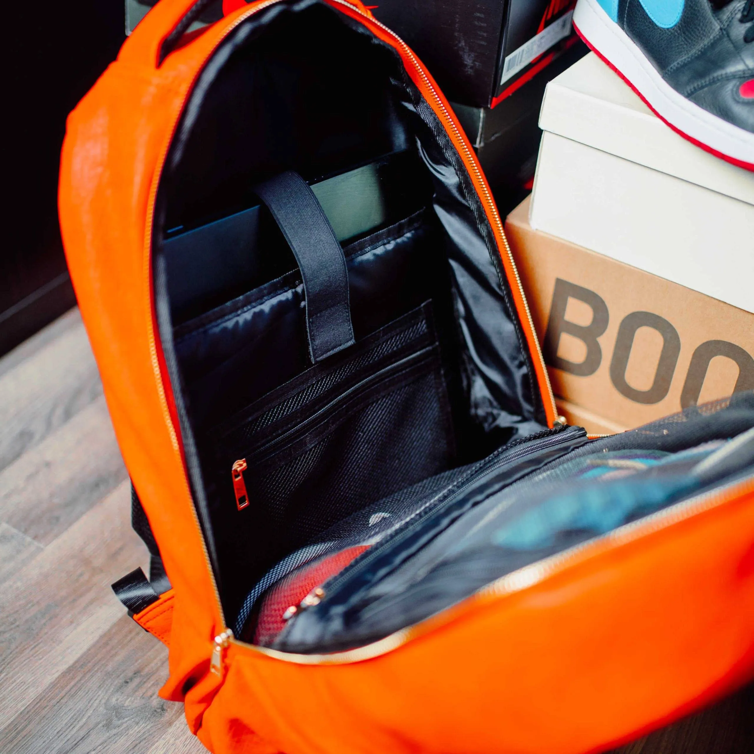 Orange Tumbled Leather Daily Commuter Bag - Image 5