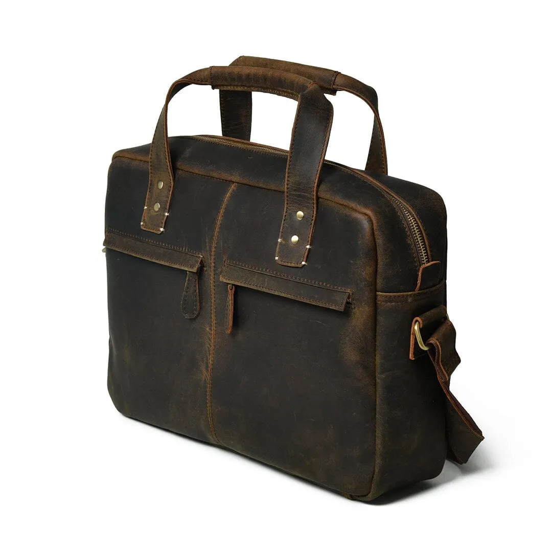 Perkins Handmade Buffalo Leather Office Briefcase - Image 3