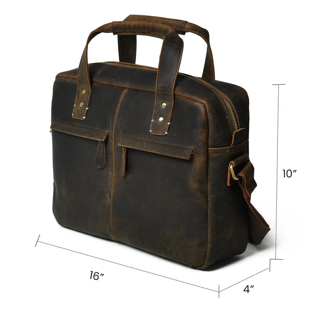 Perkins Handmade Buffalo Leather Office Briefcase - Image 5