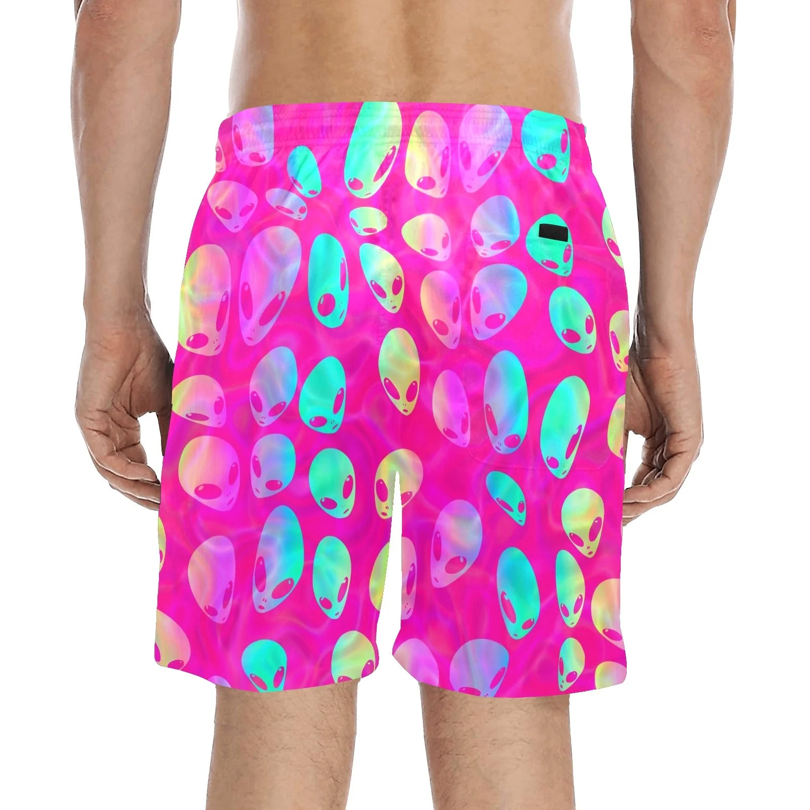 Pink Alien Vapor Glitch Swim Shorts - Image 2