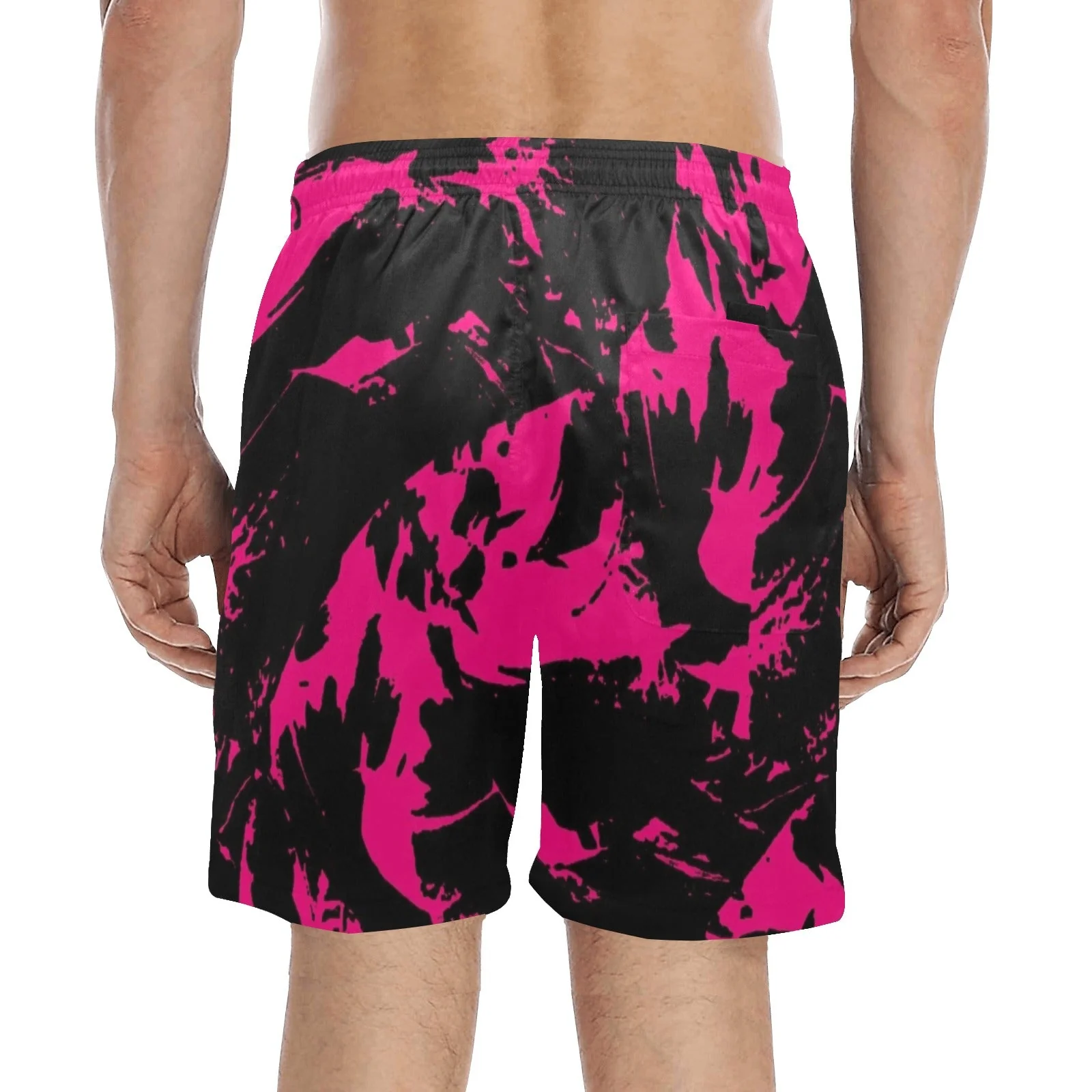 Pink and Black Paint Splatter Swim Shorts - Image 2