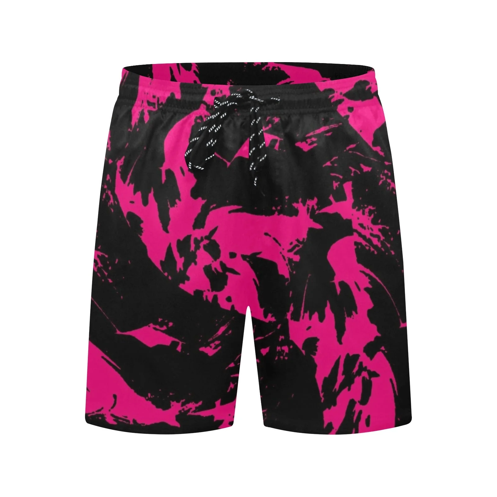 Pink and Black Paint Splatter Swim Shorts - Image 3