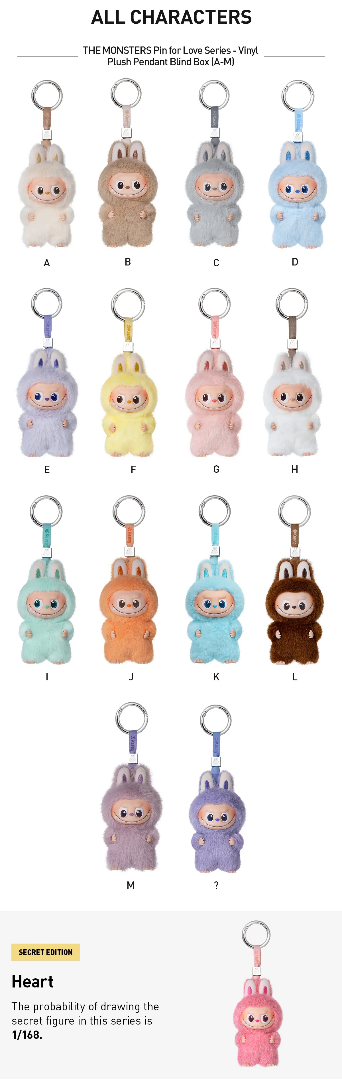 Labubu Pin for Love Series Blind Box (A-M) Yellow - Image 3