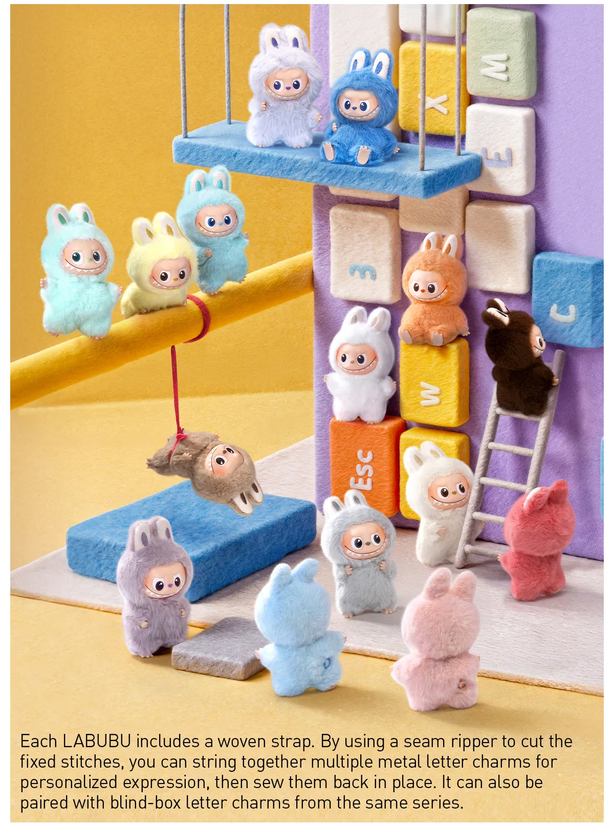 Labubu Pin for Love Series Blind Box (A-M) Yellow - Image 8