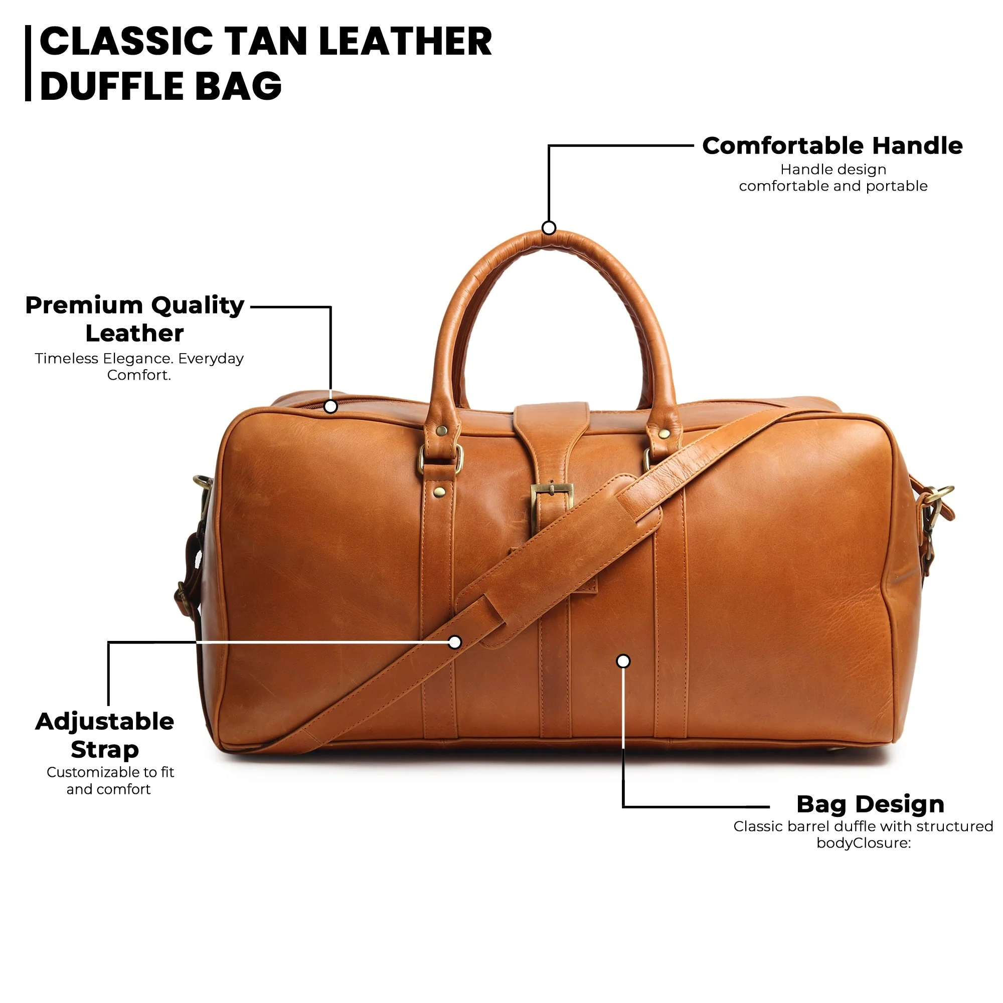 Port Blair Leather Duffle Travel Bag - Image 8