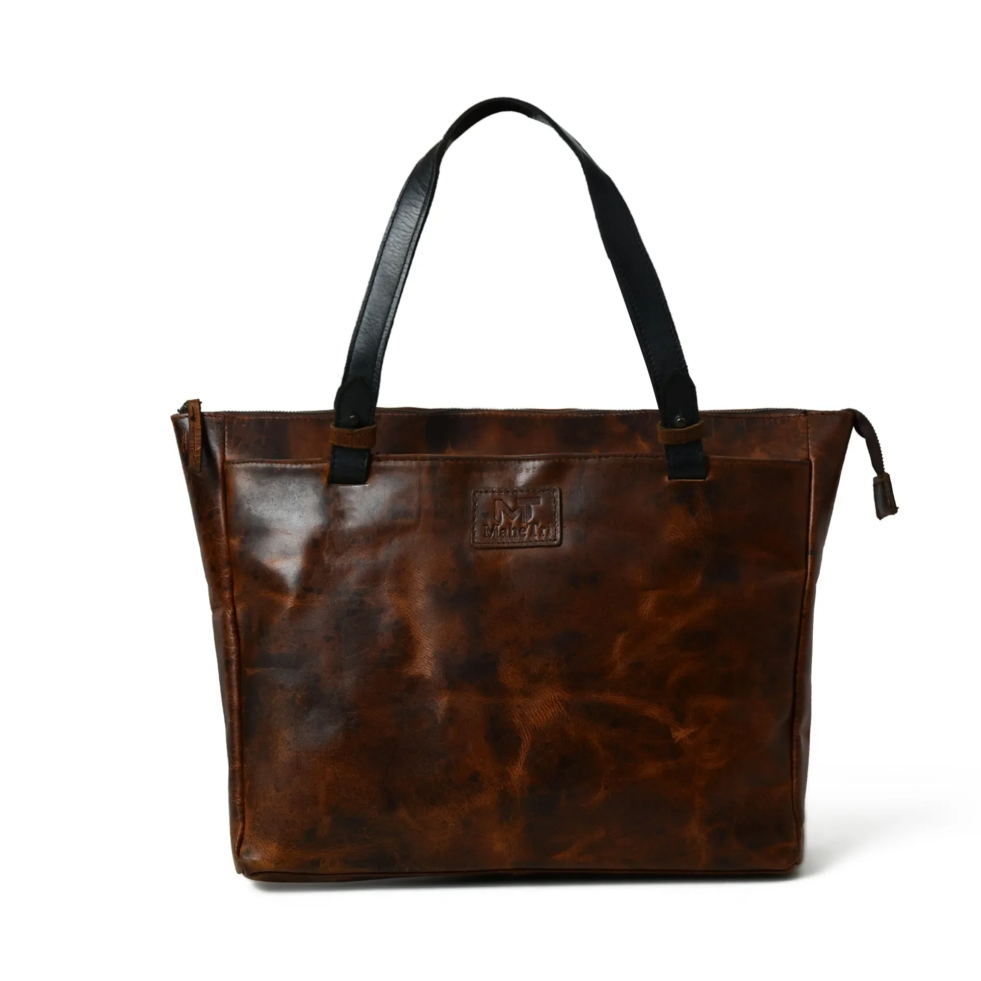 Portland Leather Tote with Zipper - Image 3