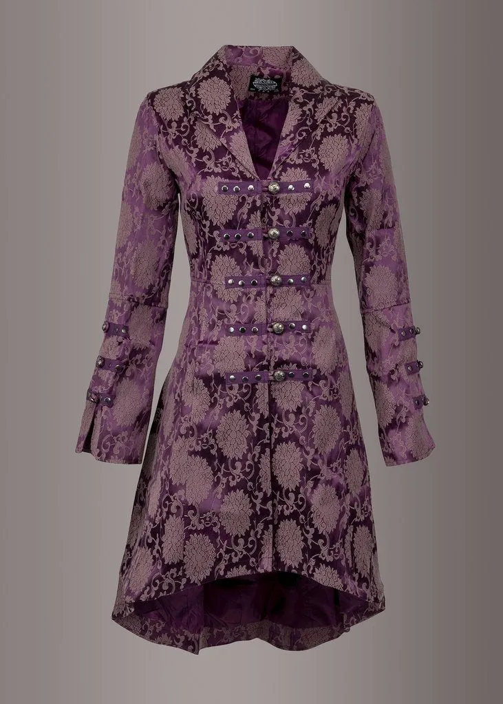 Purple Gothic Coat Victorian Steampunk Jacket - Image 4