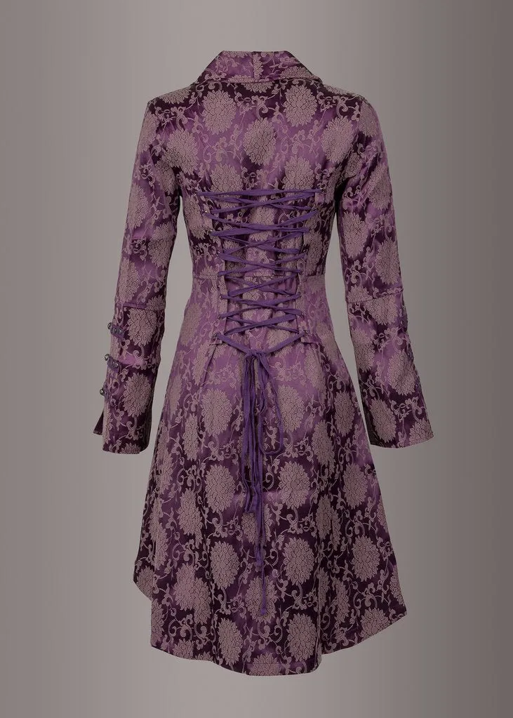 Purple Gothic Coat Victorian Steampunk Jacket - Image 5