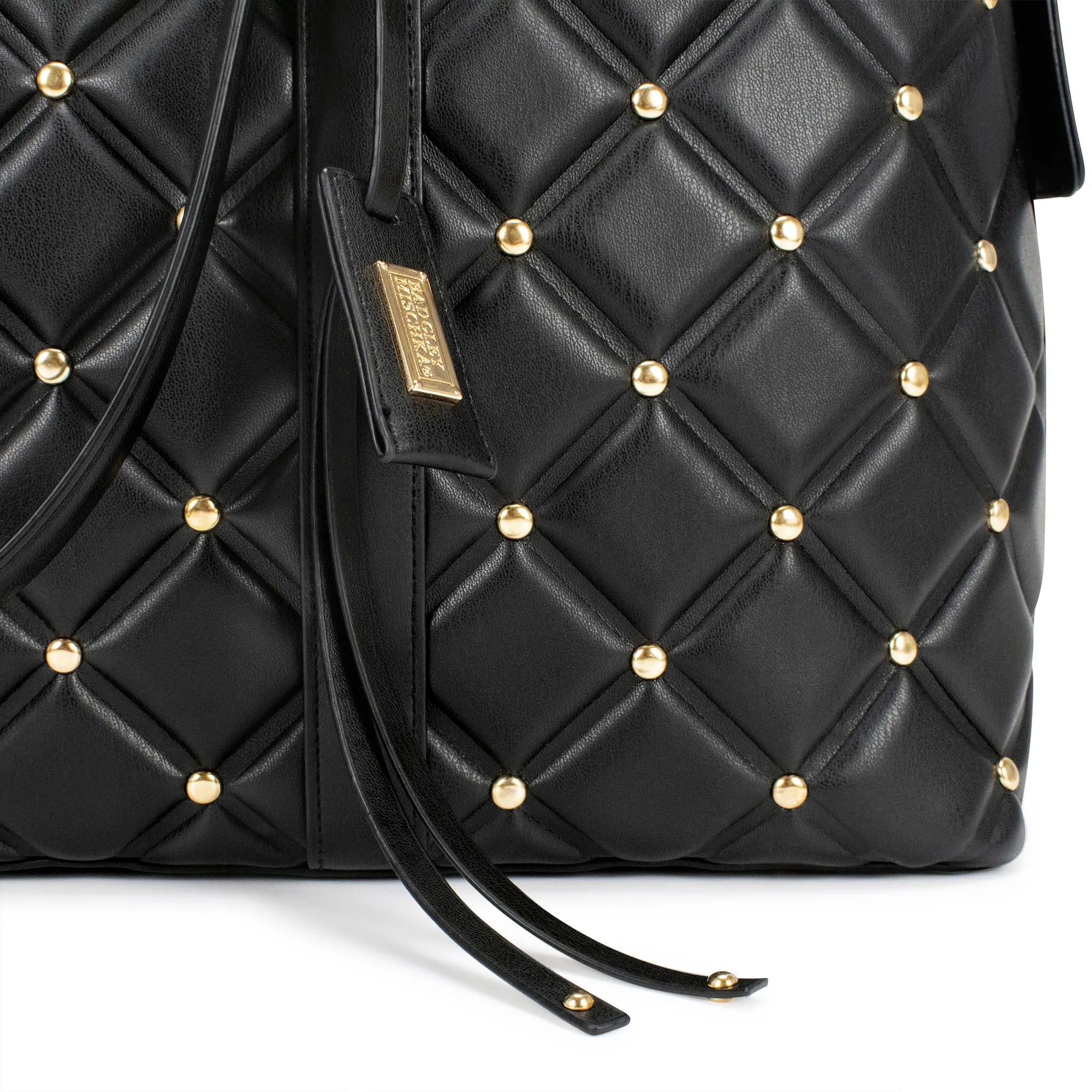 Diamond Quilted Vegan Leather Weekender Tote Bag - Image 11
