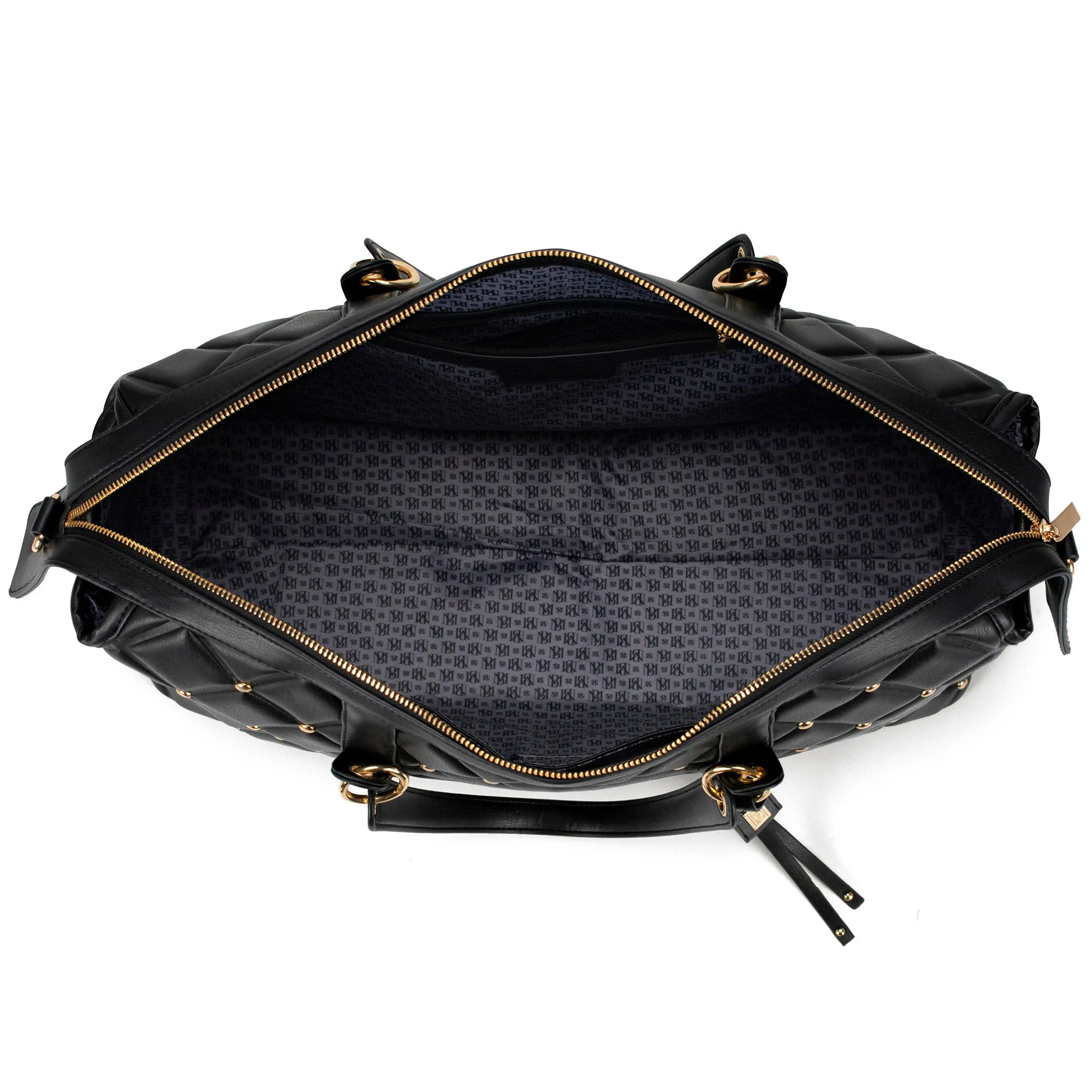 Diamond Quilted Vegan Leather Weekender Tote Bag - Image 3
