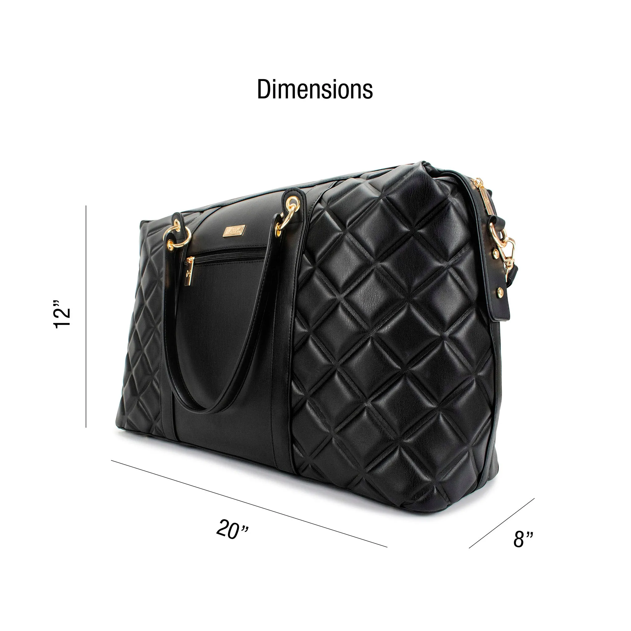 Diamond Quilted Vegan Leather Weekender Tote Bag - Image 5