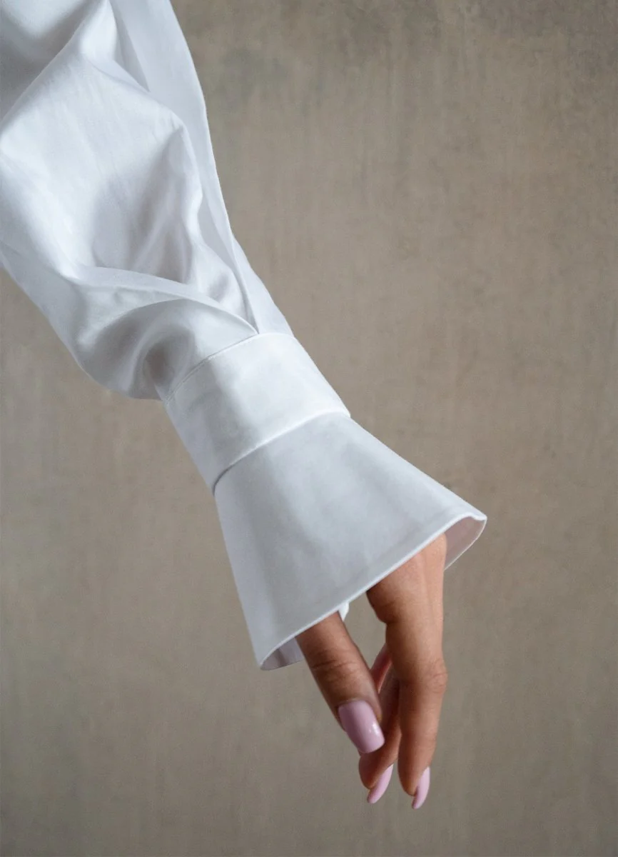 Quinta Tie Detail White Organic Cotton Shirt - Image 6