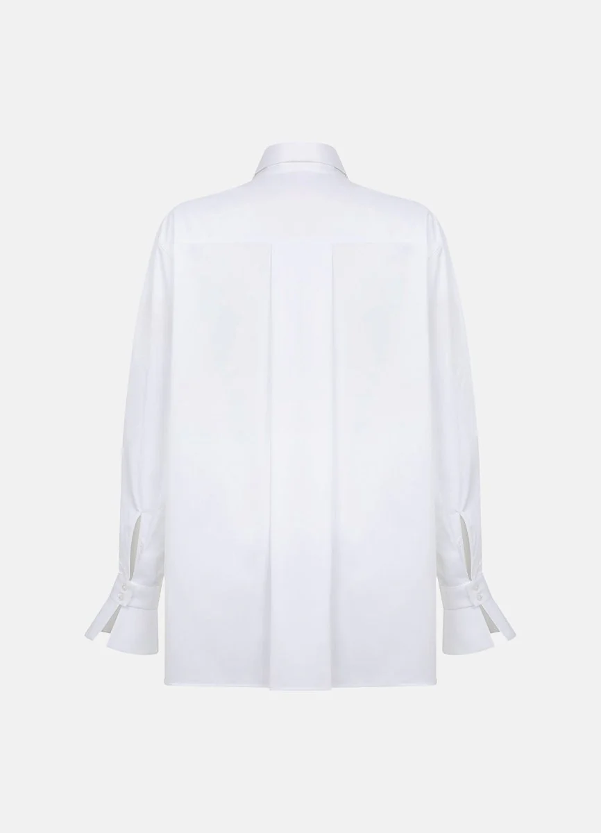 Quinta Tie Detail White Organic Cotton Shirt - Image 7