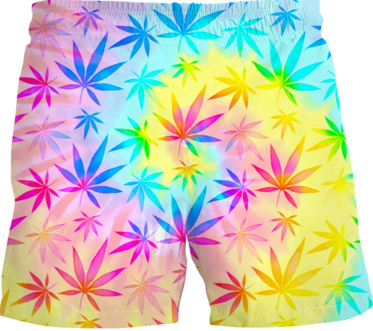 Rainbow Weed Tie-Dye Swim Shorts - Image 2