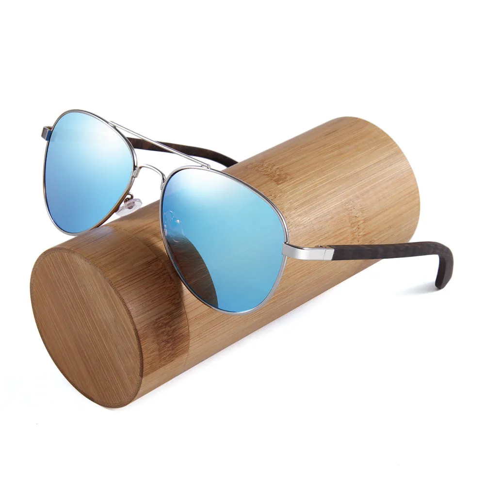 Real Zebra Wood Silver Framed Classic Aviator Sunglasses by WUDN - Image 11