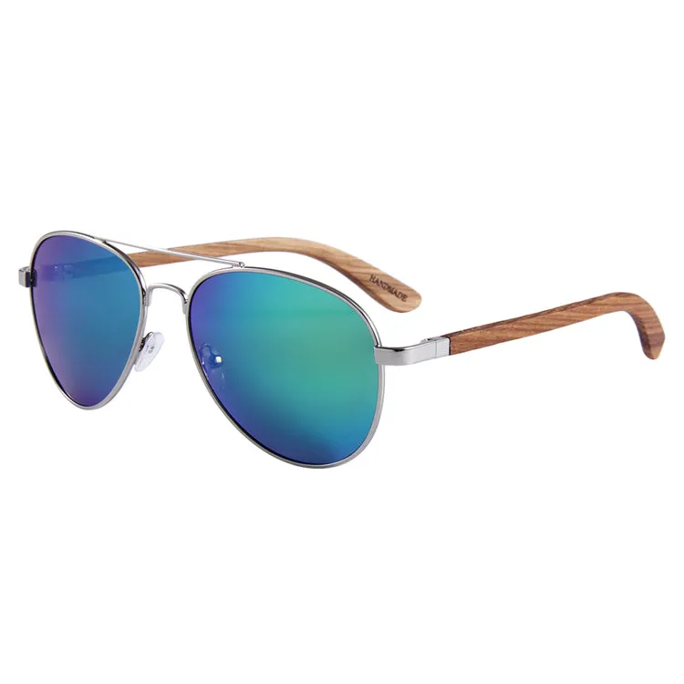 Real Zebra Wood Silver Framed Classic Aviator Sunglasses by WUDN - Image 14