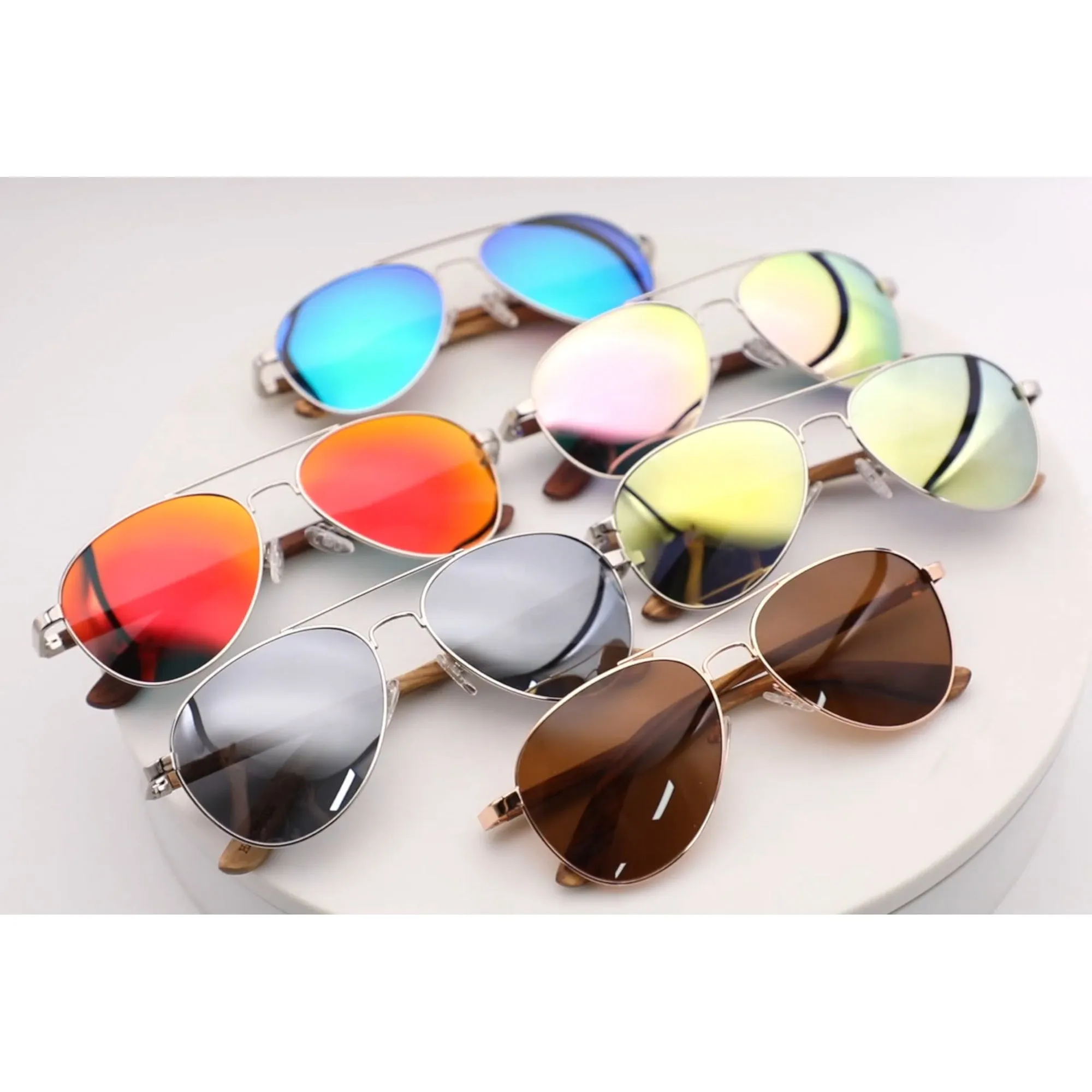 Real Zebra Wood Silver Framed Classic Aviator Sunglasses by WUDN - Image 17