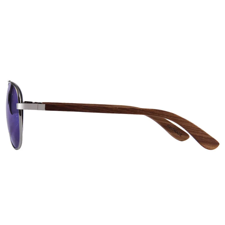 Real Zebra Wood Silver Framed Classic Aviator Sunglasses by WUDN - Image 18