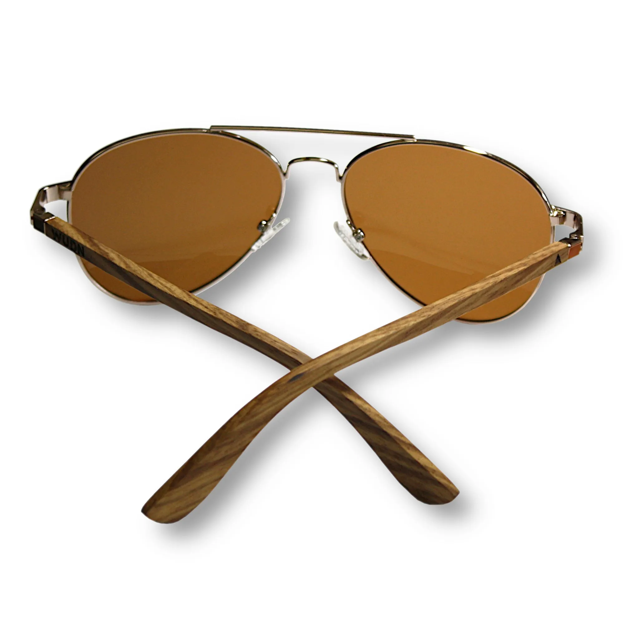 Real Zebra Wood Silver Framed Classic Aviator Sunglasses by WUDN - Image 2