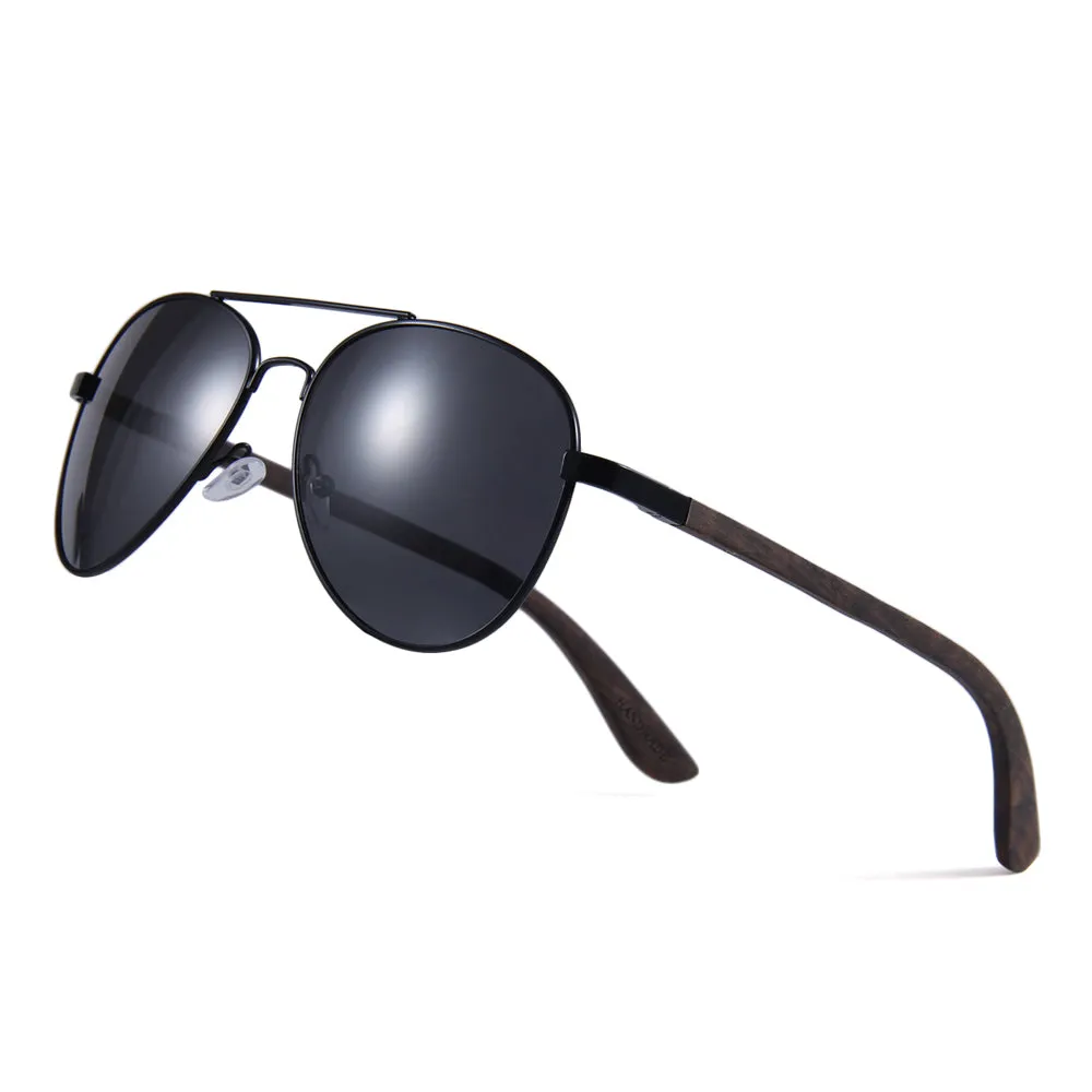 Real Zebra Wood Silver Framed Classic Aviator Sunglasses by WUDN - Image 22