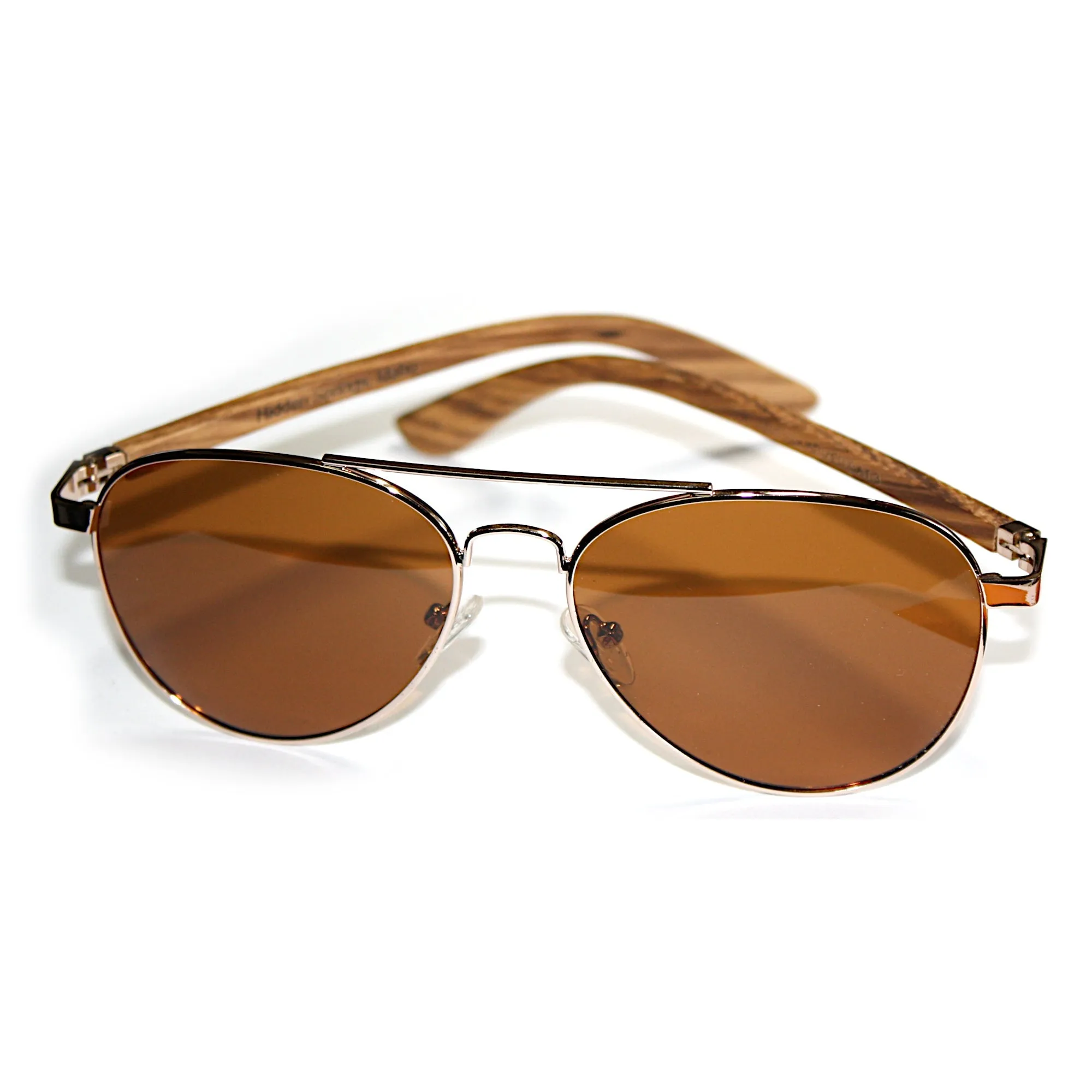 Real Zebra Wood Silver Framed Classic Aviator Sunglasses by WUDN - Image 3