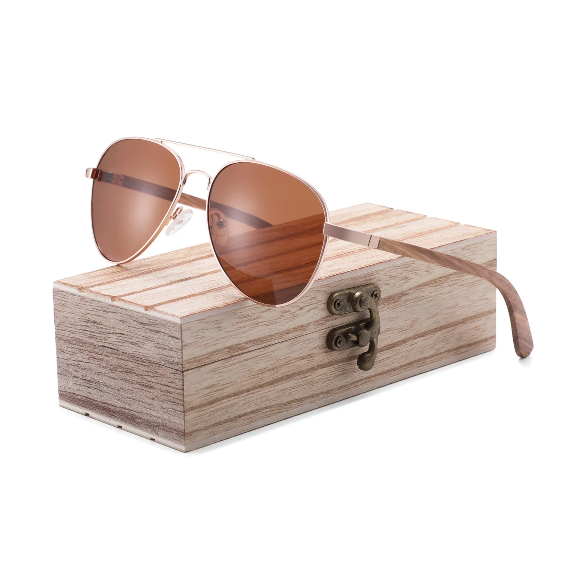 Real Zebra Wood Silver Framed Classic Aviator Sunglasses by WUDN - Image 4
