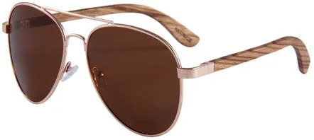 Real Zebra Wood Silver Framed Classic Aviator Sunglasses by WUDN - Image 5