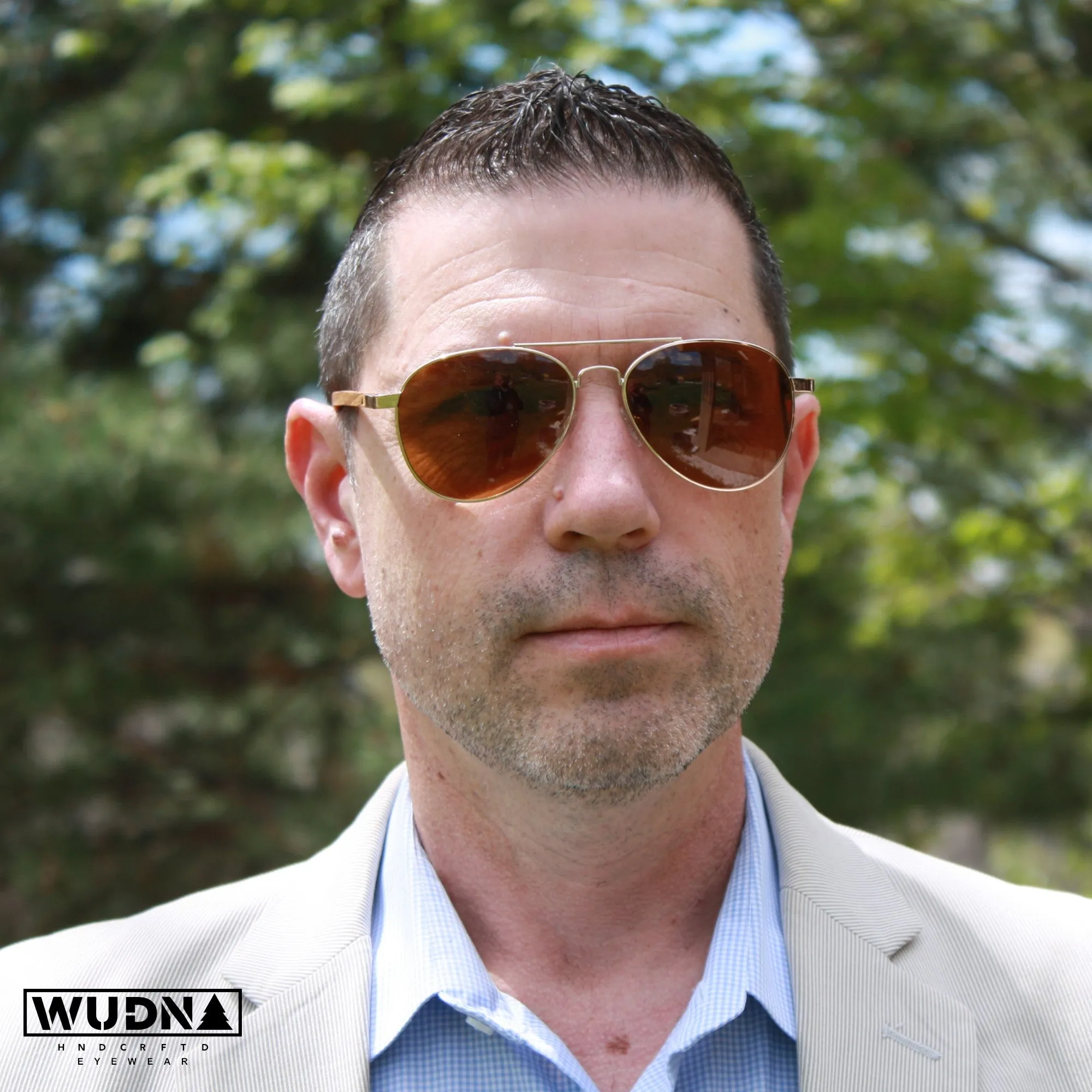 Real Zebra Wood Silver Framed Classic Aviator Sunglasses by WUDN - Image 7