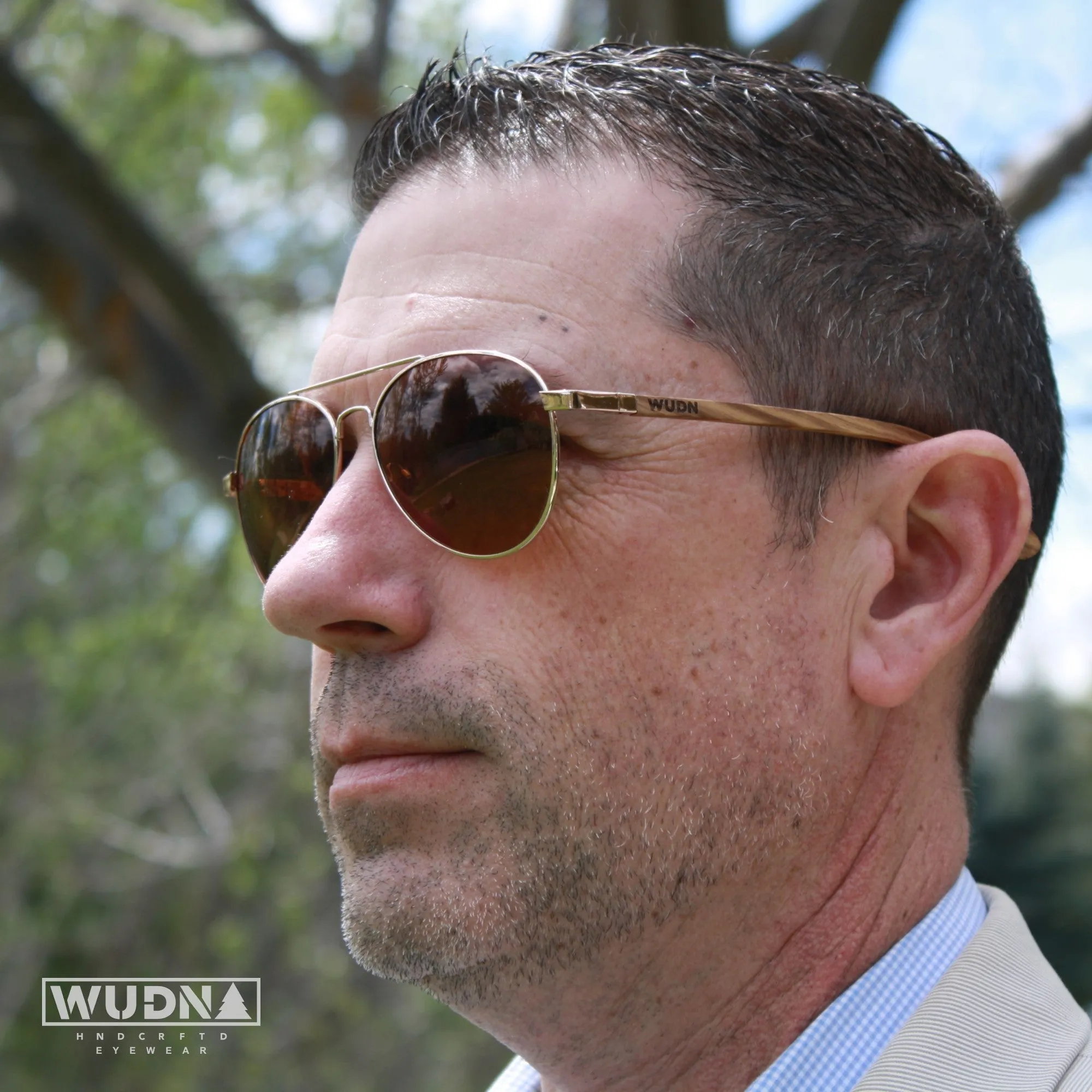 Real Zebra Wood Silver Framed Classic Aviator Sunglasses by WUDN - Image 8