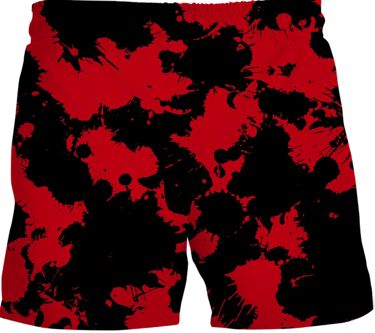 Red and Black Paint Splatter Swim Shorts - Image 2