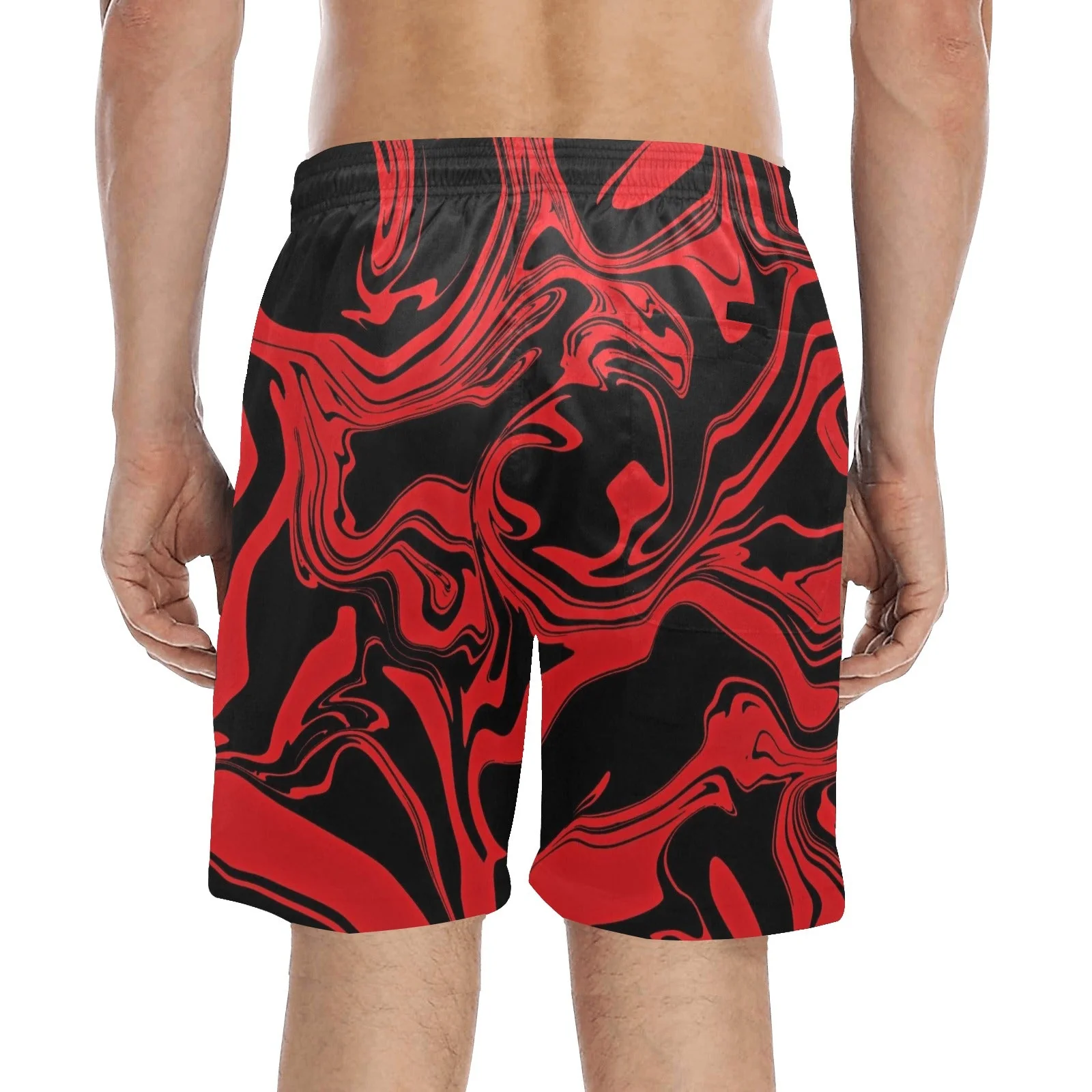 Red and Black Slime Oil Spill Swim Shorts - Image 2