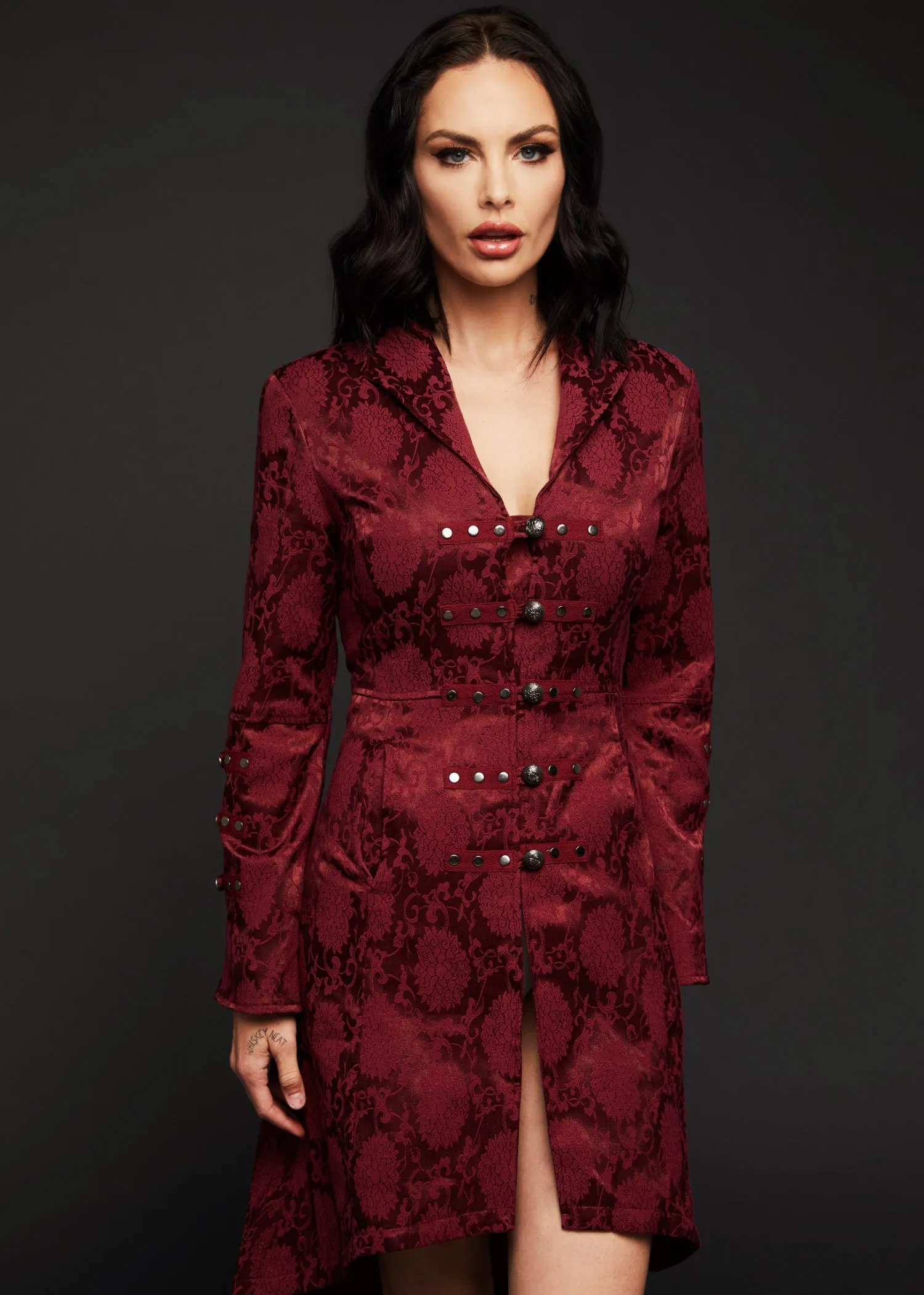 Red Gothic Coat Victorian Steampunk Jacket - Image 2