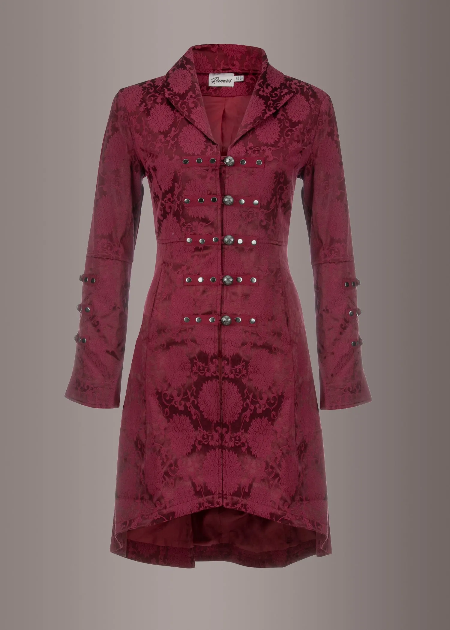 Red Gothic Coat Victorian Steampunk Jacket - Image 4