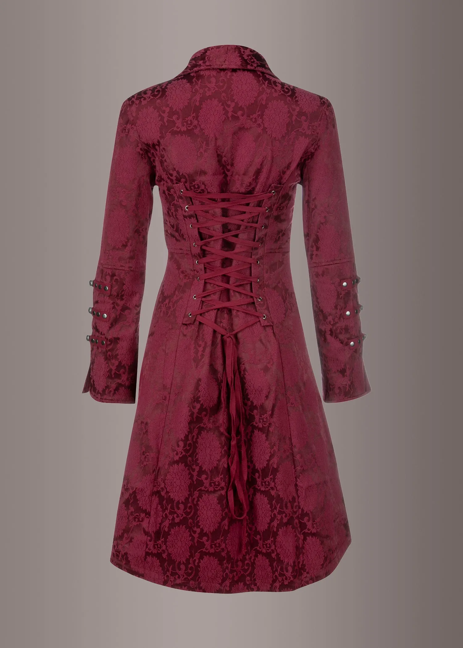 Red Gothic Coat Victorian Steampunk Jacket - Image 5