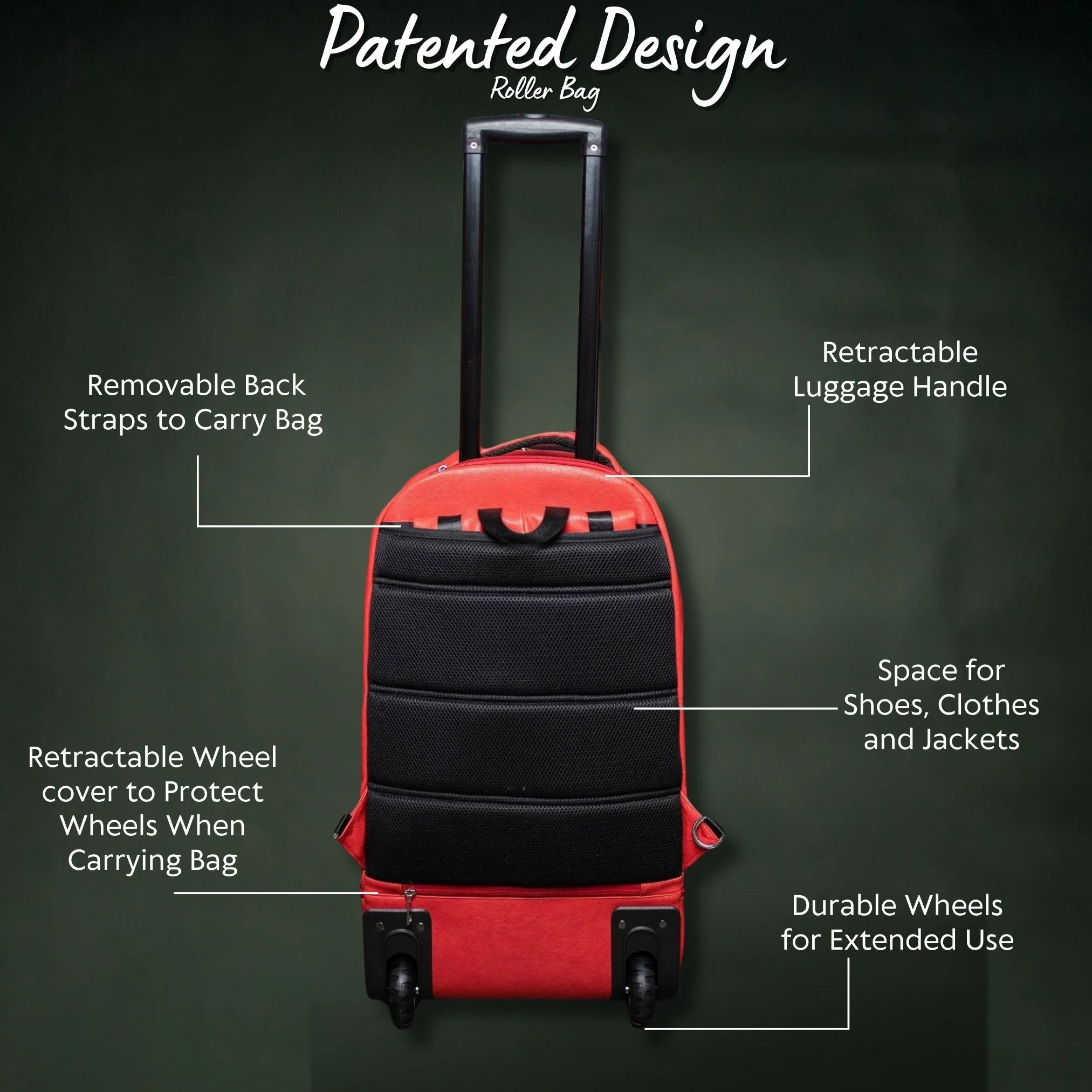 Red Leather Carry-On Roller Bag (Only 150 Made) - Image 5