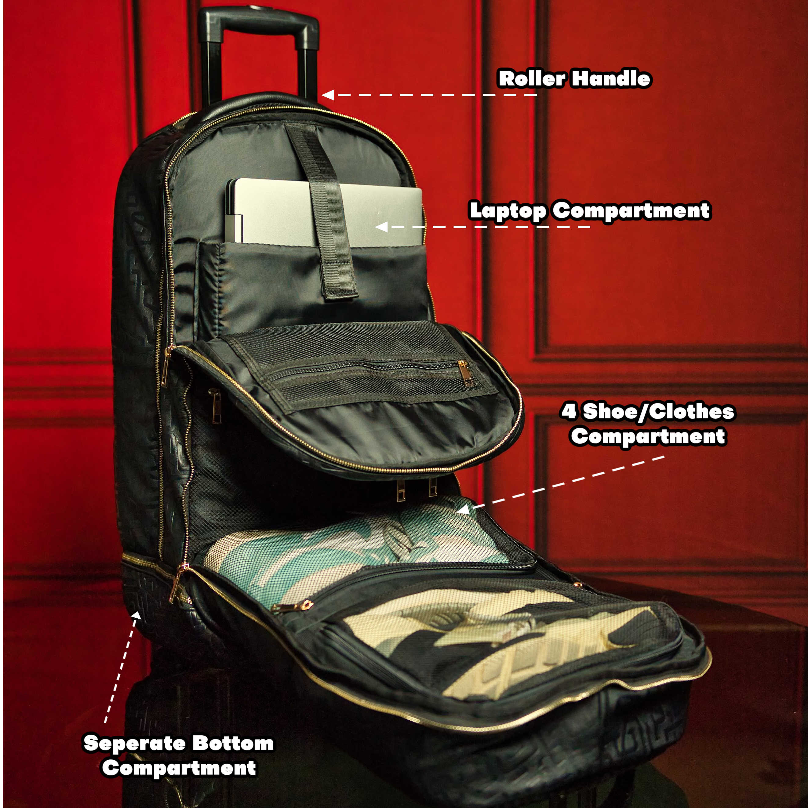 Red Leather Carry-On Roller Bag (Only 150 Made) - Image 7