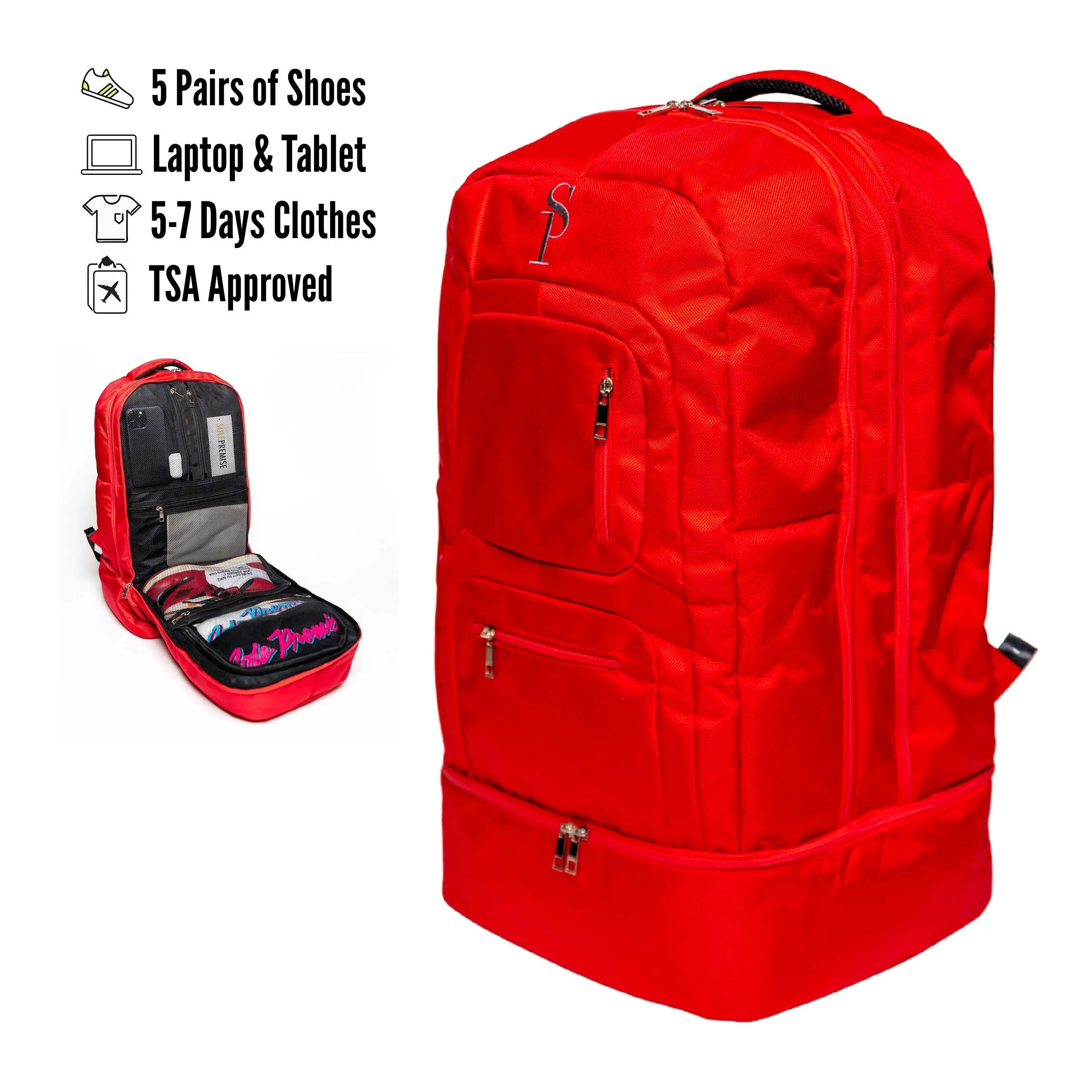 Red Polyester Signature Backpack Bag - Image 3