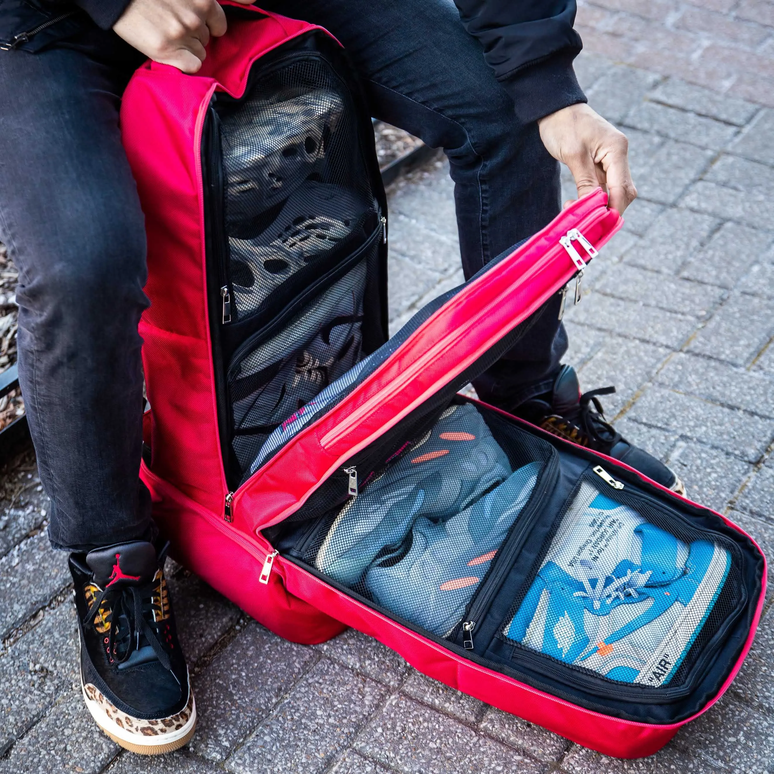 Red Polyester Signature Backpack Bag - Image 7