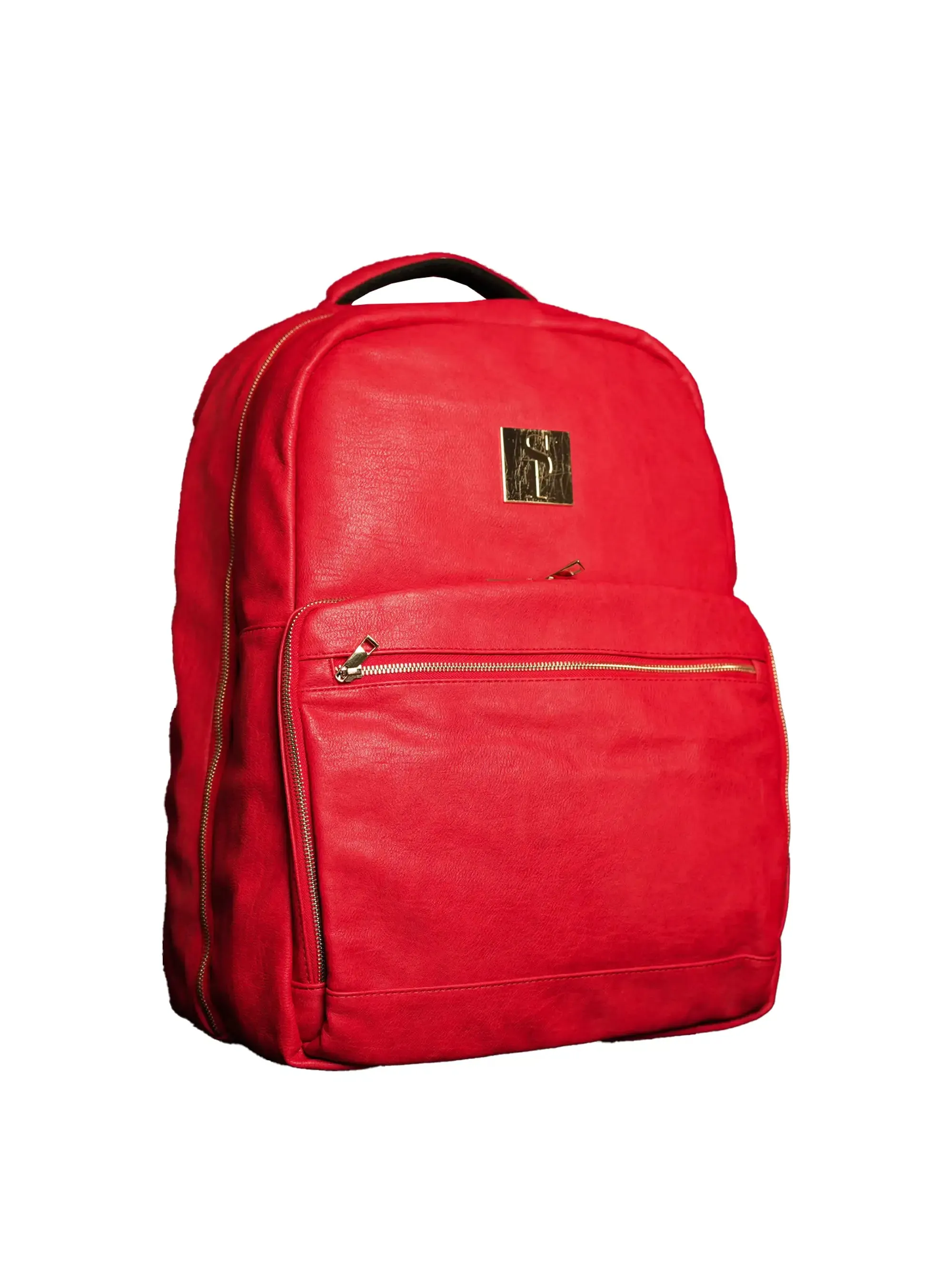 Red Tumbled Leather Daily Commuter Backpack Bag - Image 2