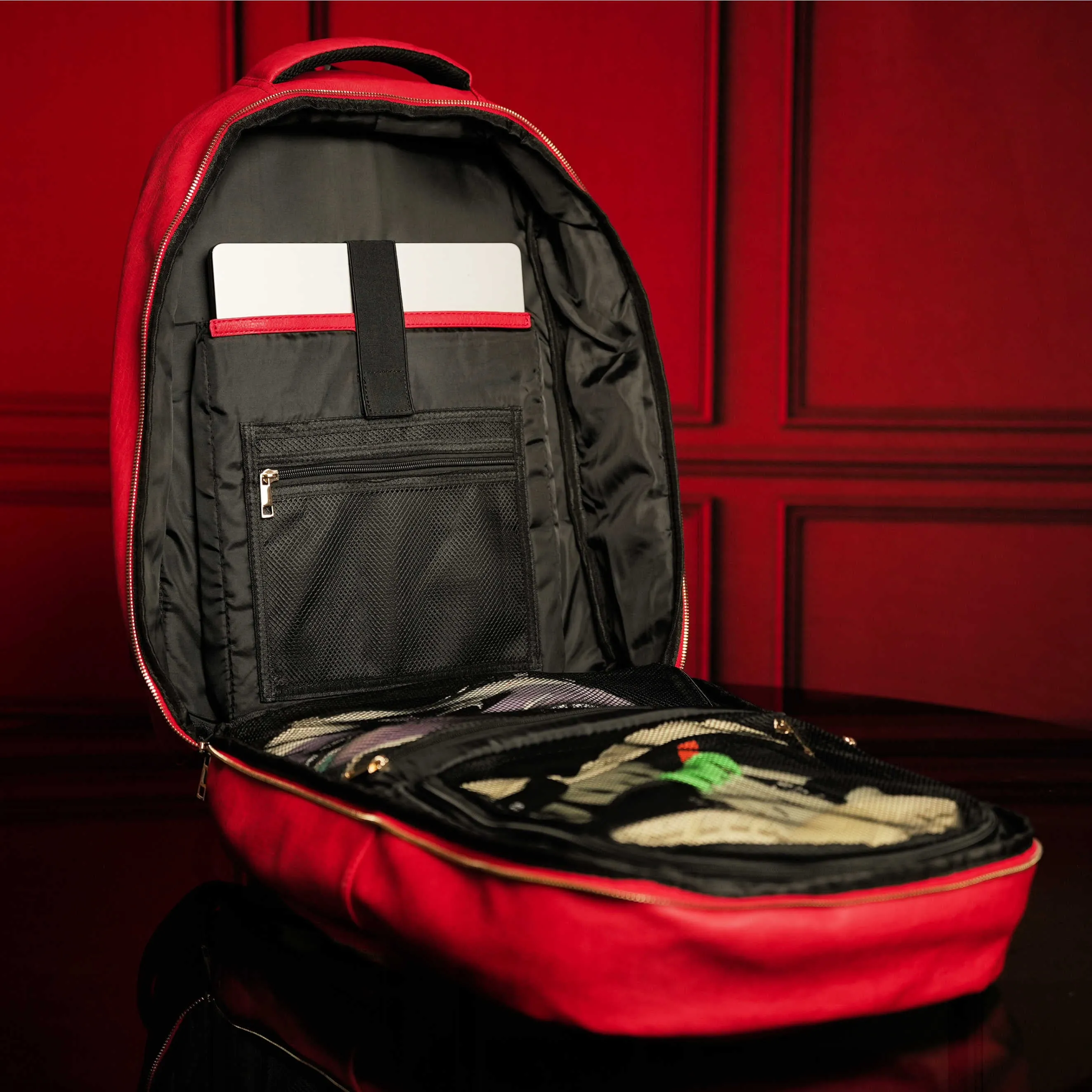 Red Tumbled Leather Daily Commuter Backpack Bag - Image 4