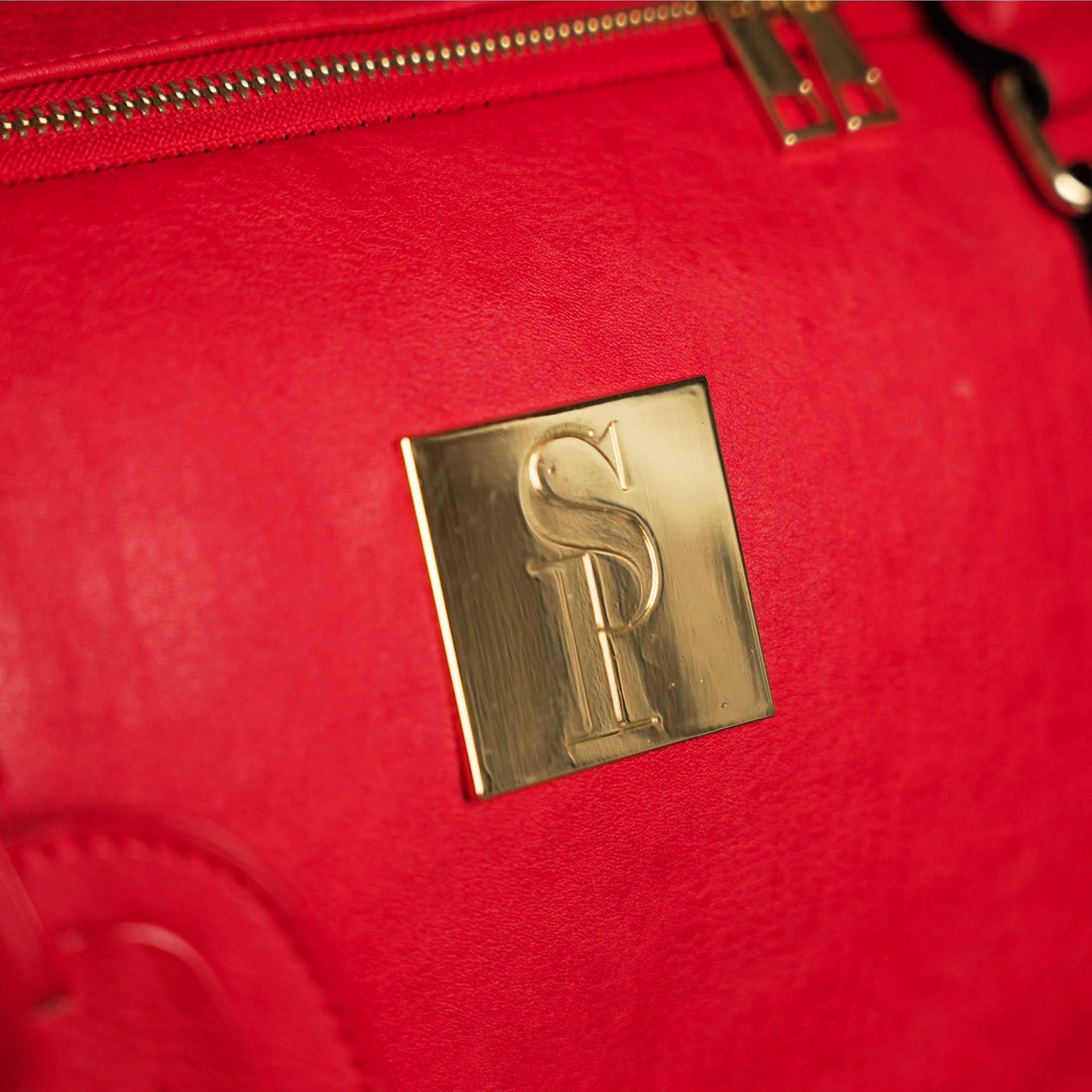 Red Tumbled Leather Duffel Bag (New Weekender Design) - Image 6