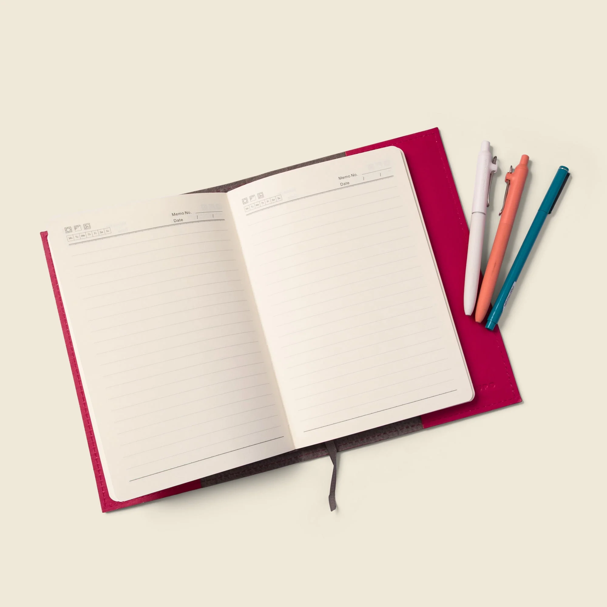 Refillable A5 Leather Notebook Cover - Pink - Image 3