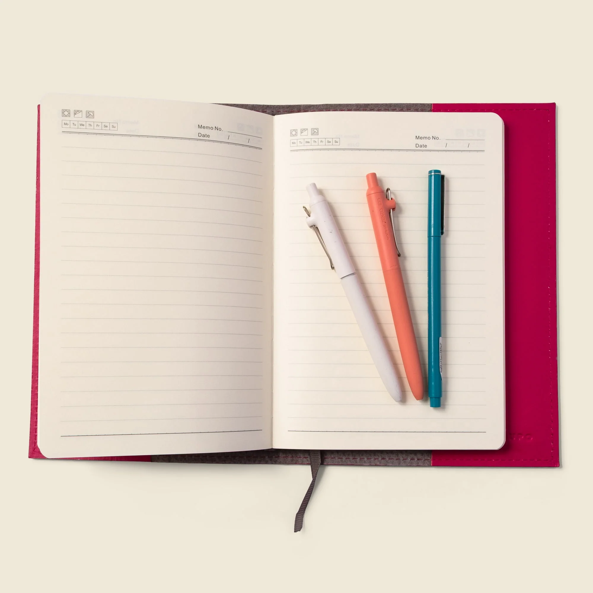 Refillable A5 Leather Notebook Cover - Pink - Image 4