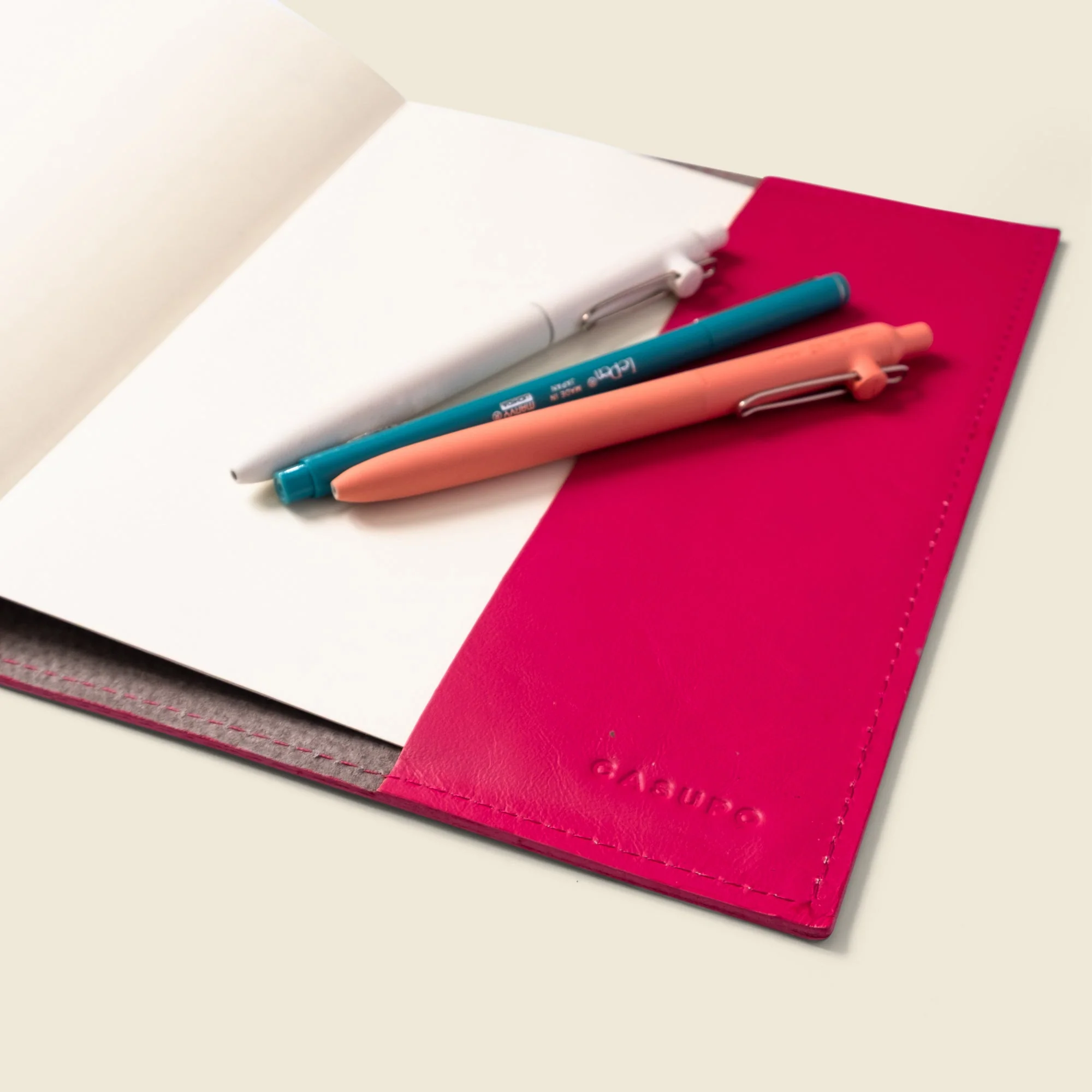 Refillable A5 Leather Notebook Cover - Pink - Image 5