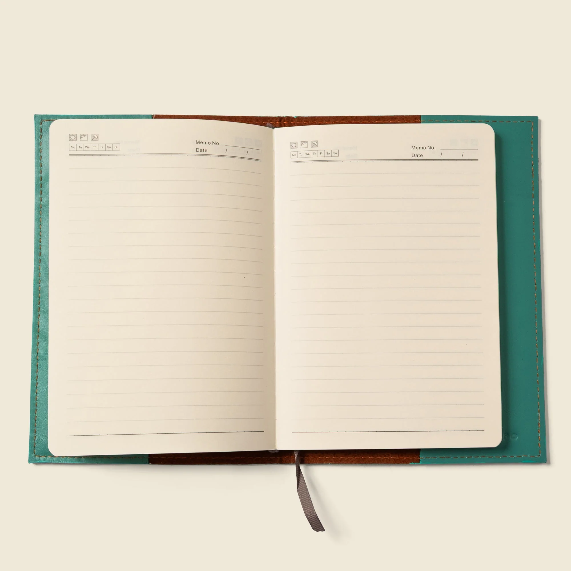 Refillable A5 Leather Notebook Cover – Teal - Image 2