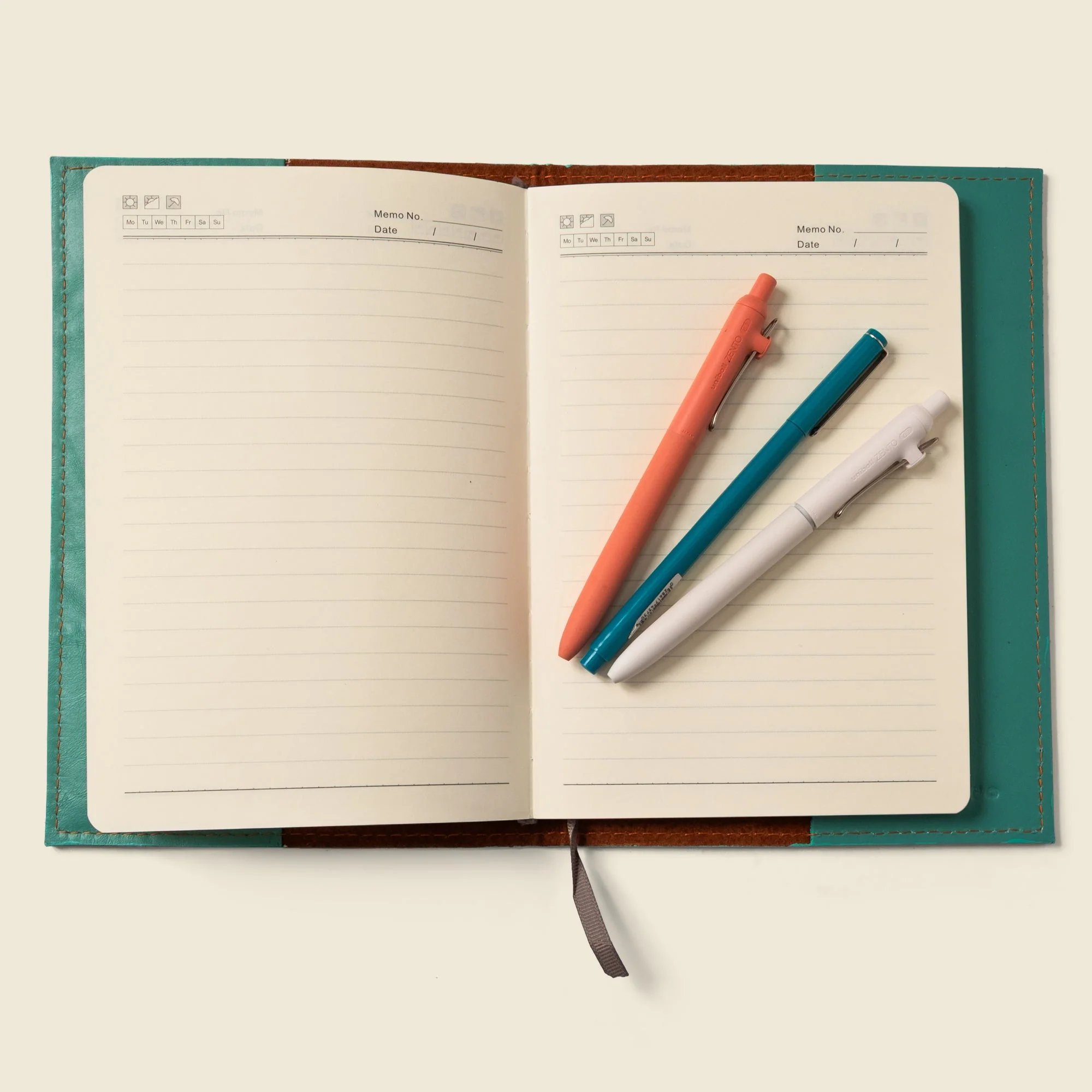 Refillable A5 Leather Notebook Cover – Teal - Image 3